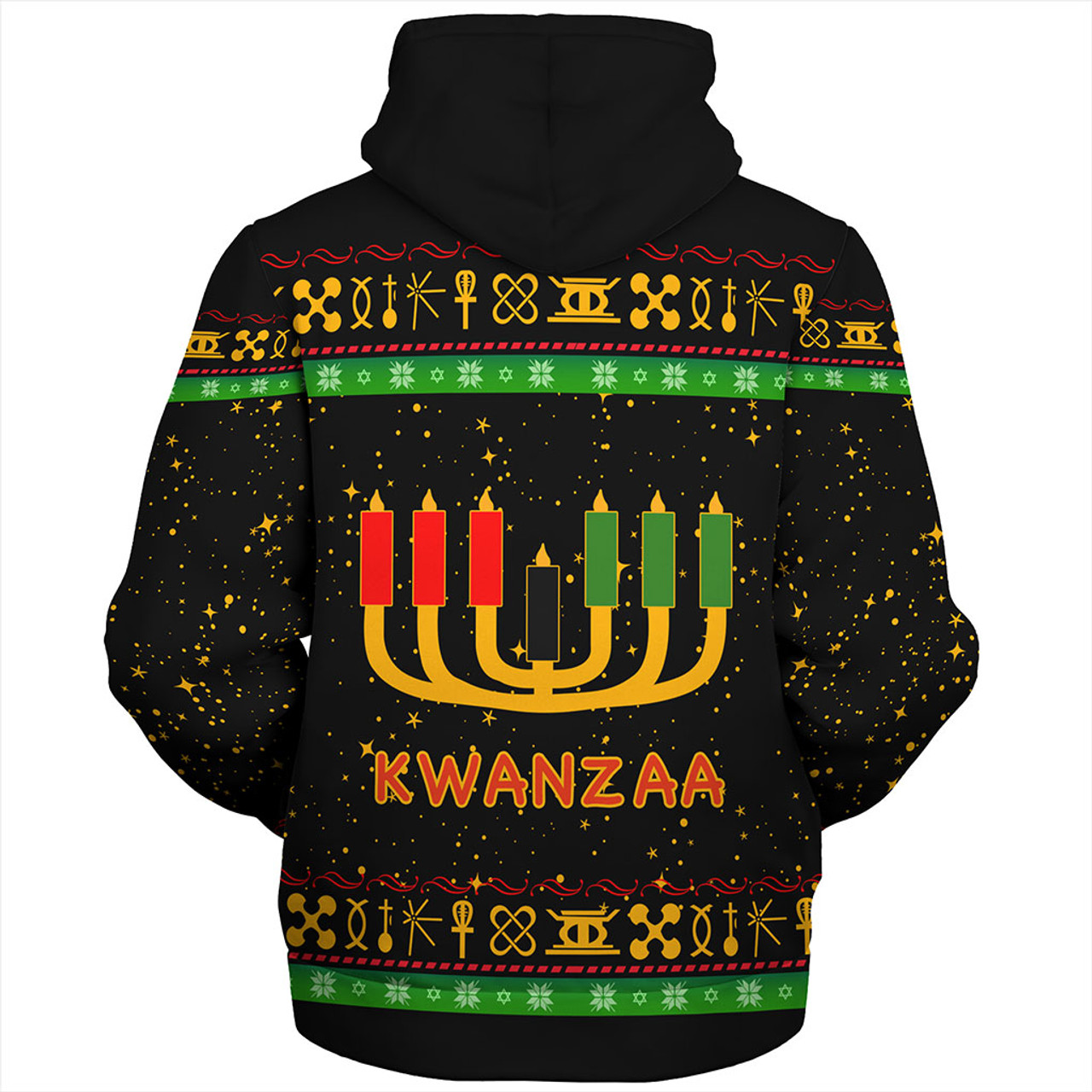 Kwanzaa Sherpa Hoodie Africa Culture Pattern Christmas