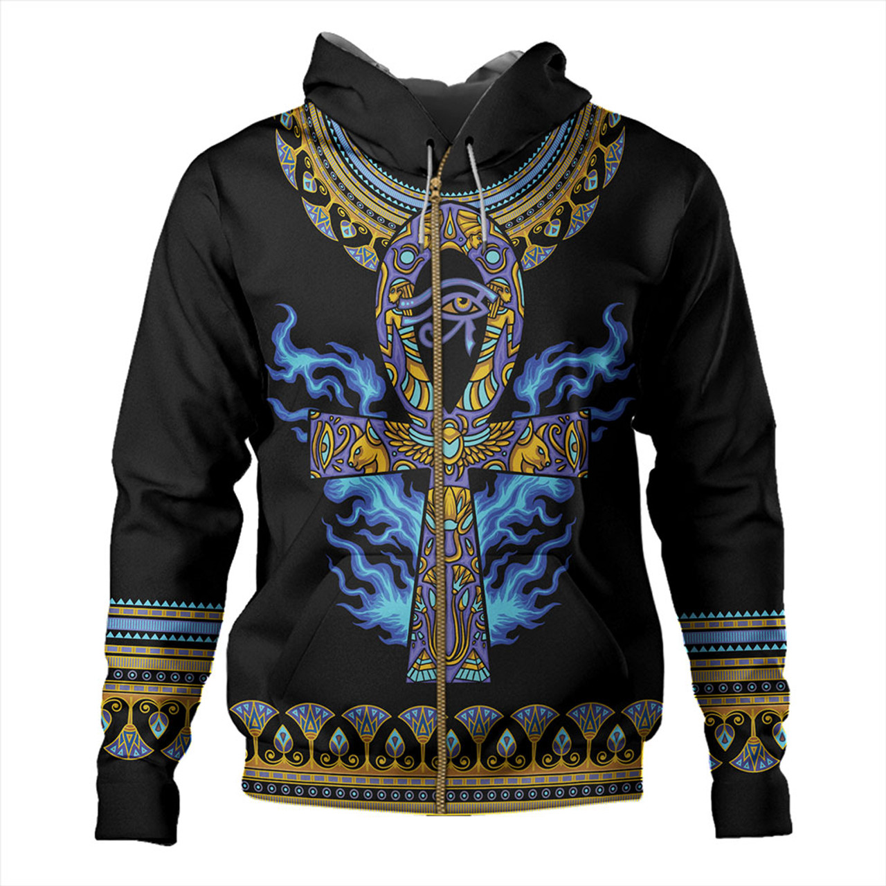 Egyptian Hoodie Ankh Ft Eye Of Ra