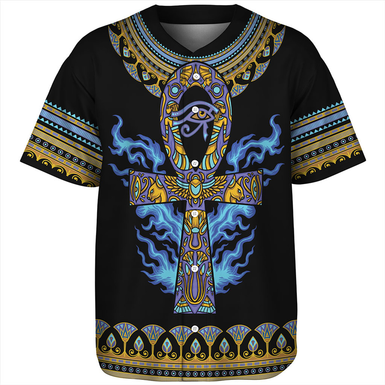 Egyptian Baseball Shirt Ankh Ft Eye Of Ra