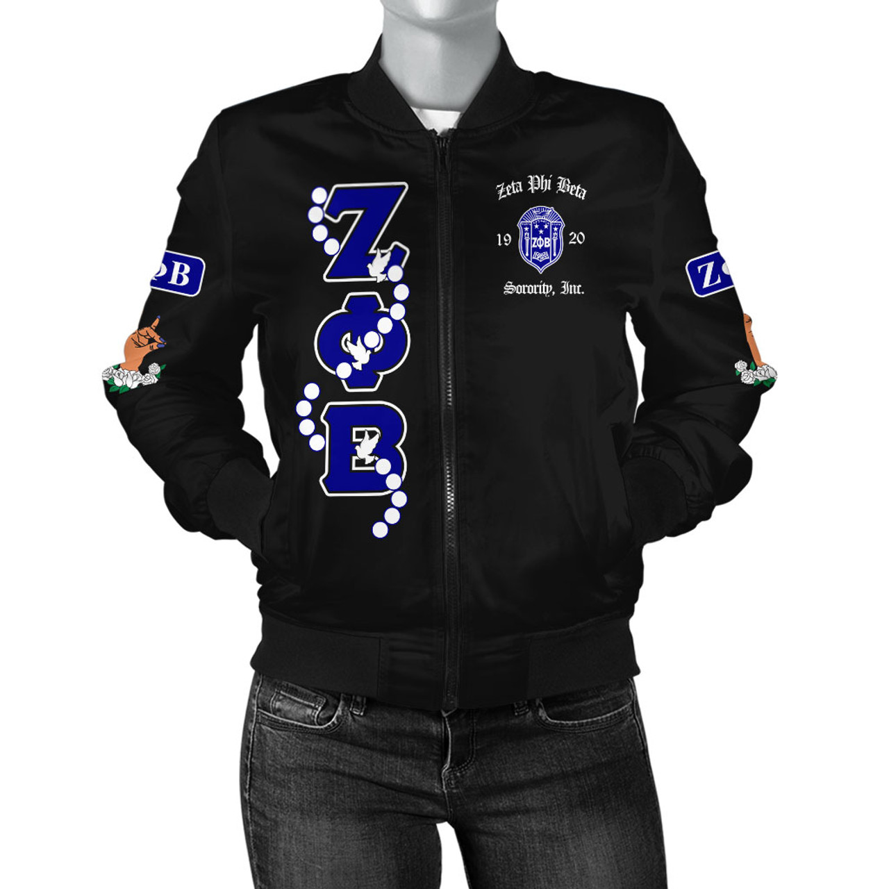 Zeta Phi Beta Bomber Jacket Sorority Pearl And Dove