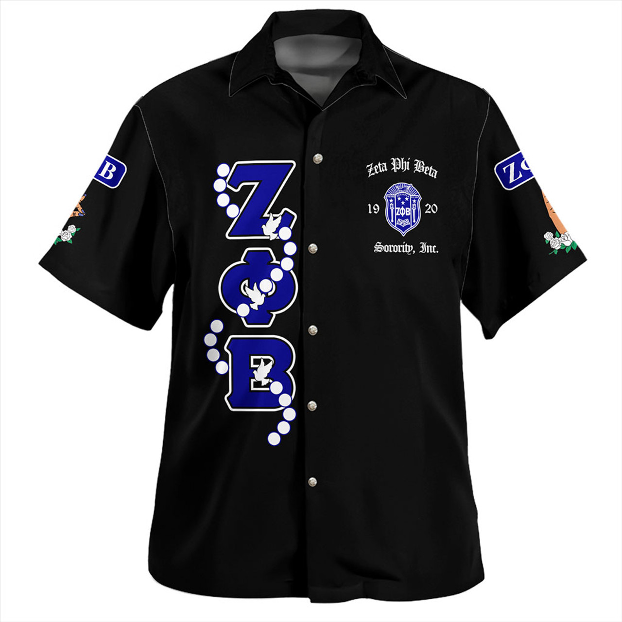 Zeta Phi Beta Hawaiian Shirt Sorority Pearl And Dove