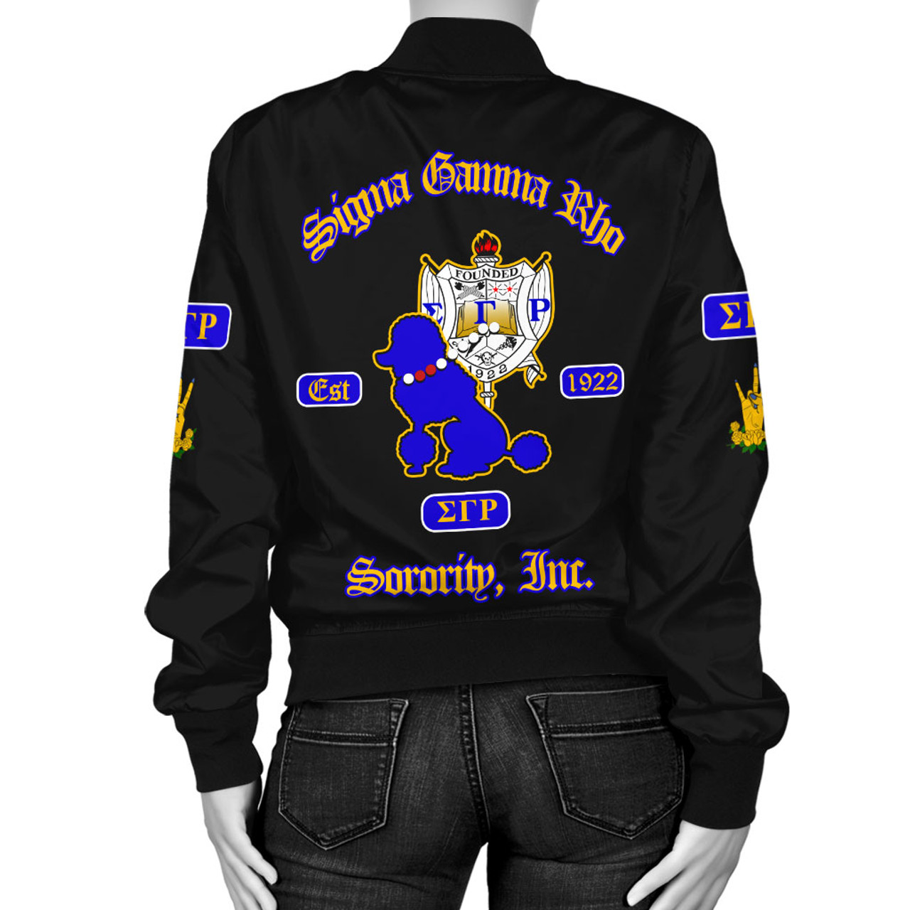 Sigma Gamma Rho Bomber Jacket Sorority Pearl And Poodle