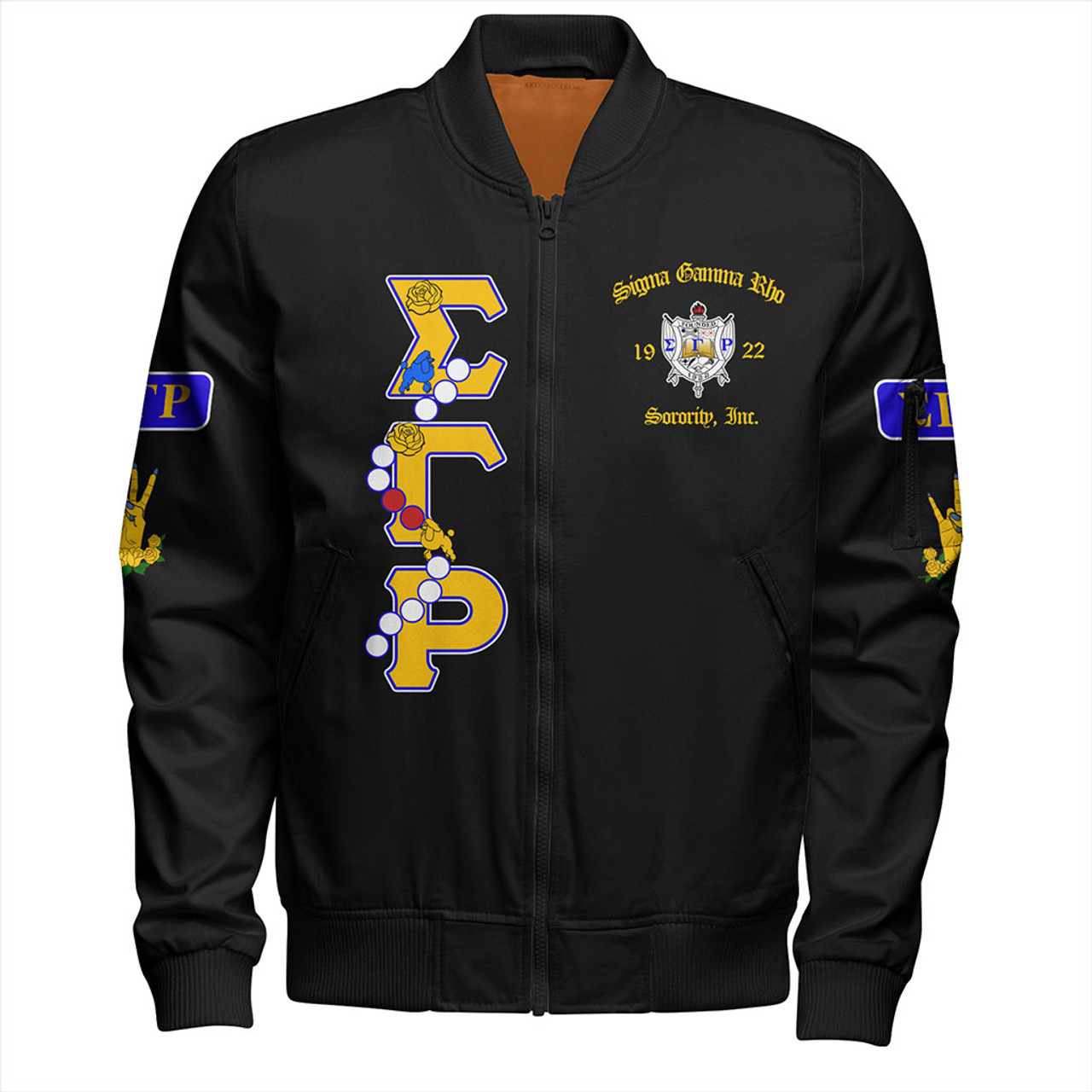 Sigma Gamma Rho Zipper Bomber Jackets Sorority Pearl And Poodle