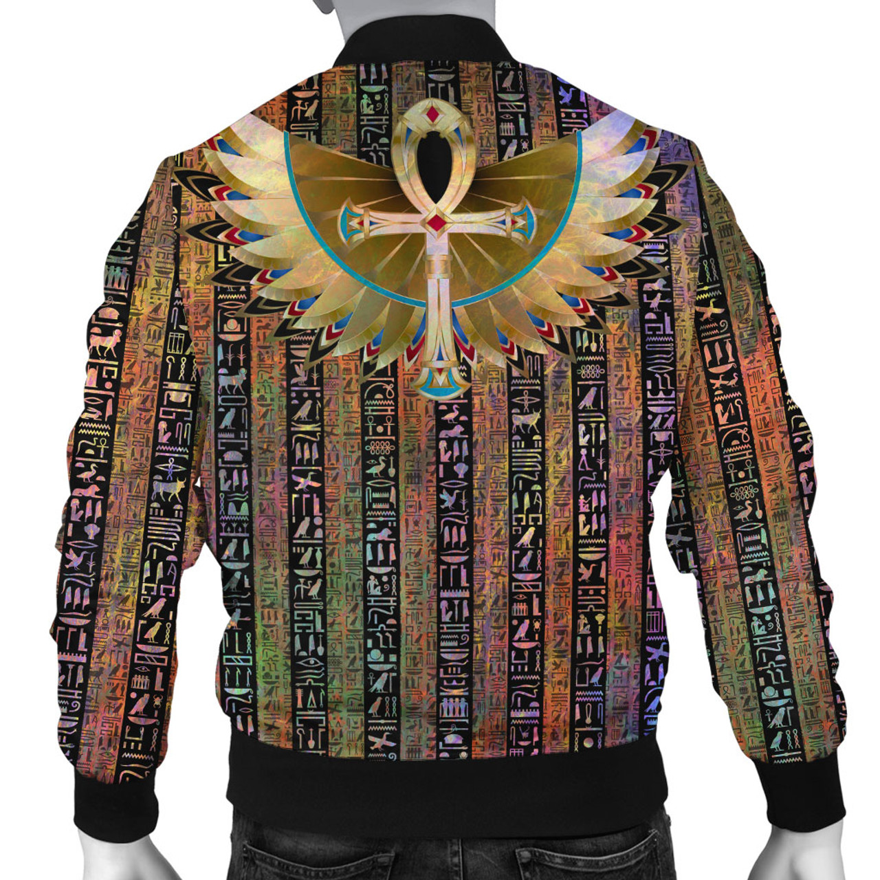 Egyptian Bomber Jacket Symbols Pattern Art Design