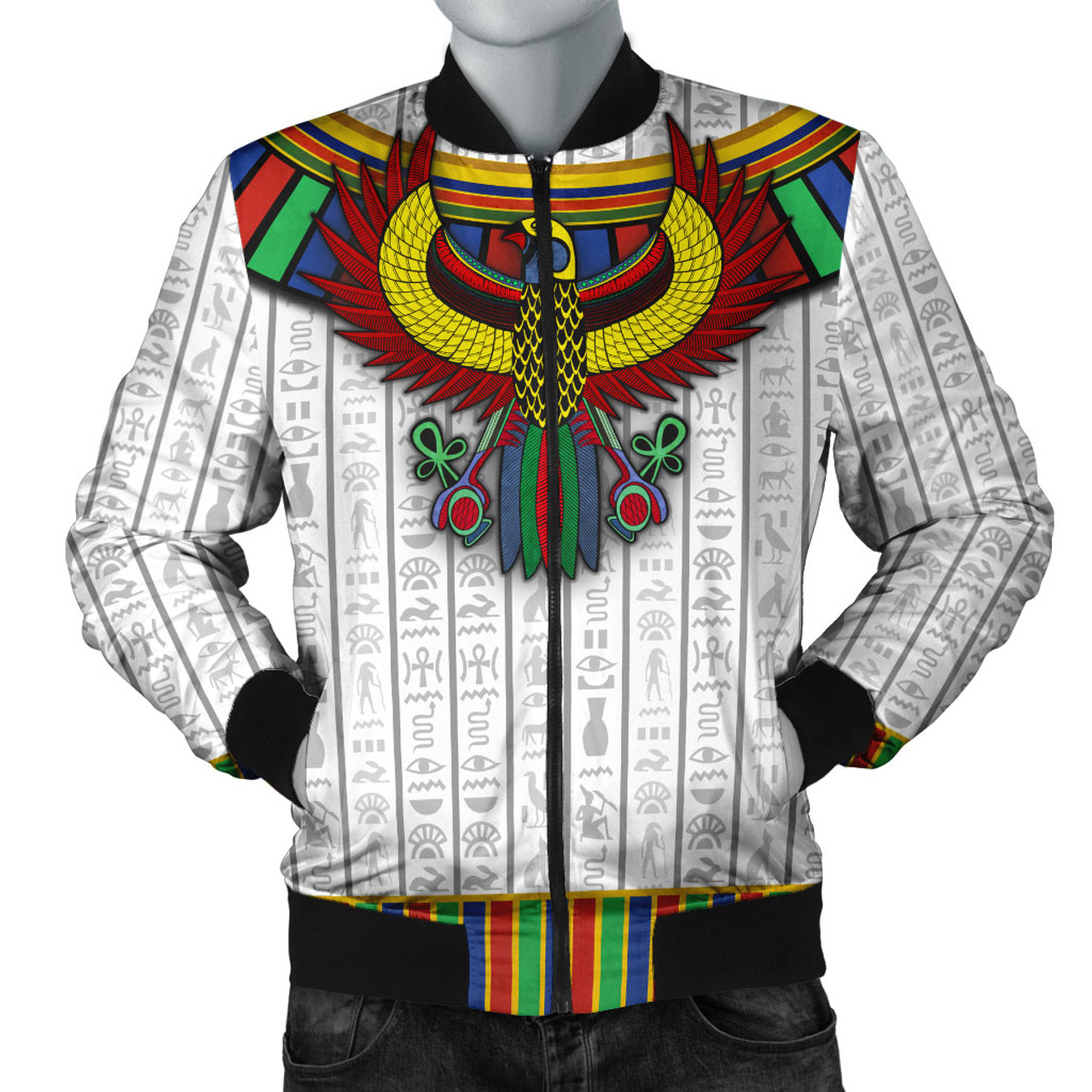 Egyptian Bomber Jacket God Horus White