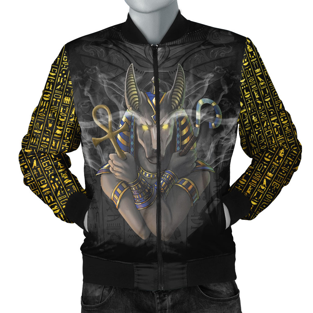 Egyptian Bomber Jacket Anubis In Black
