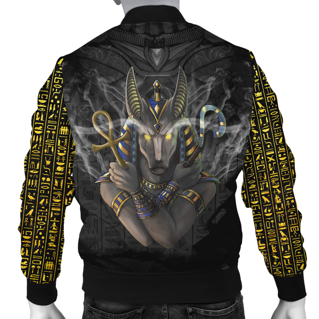 Egyptian Bomber Jacket Anubis In Black
