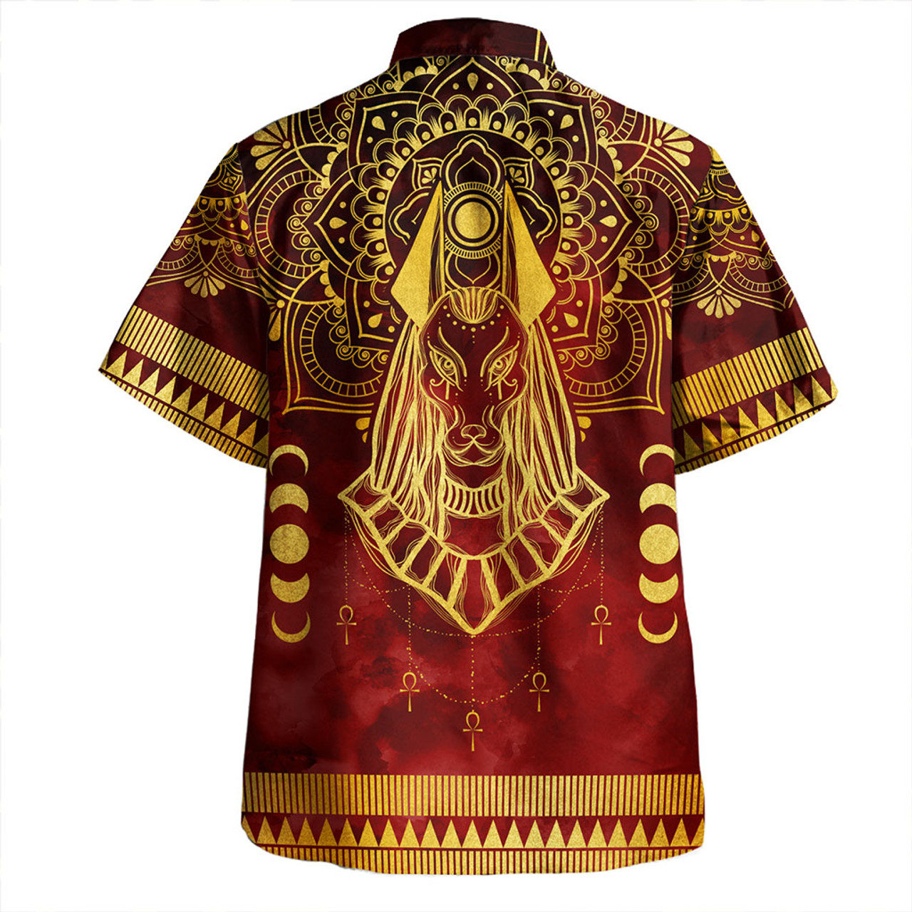 Egyptian Hawaiian Shirt Anubis Pattern In Red