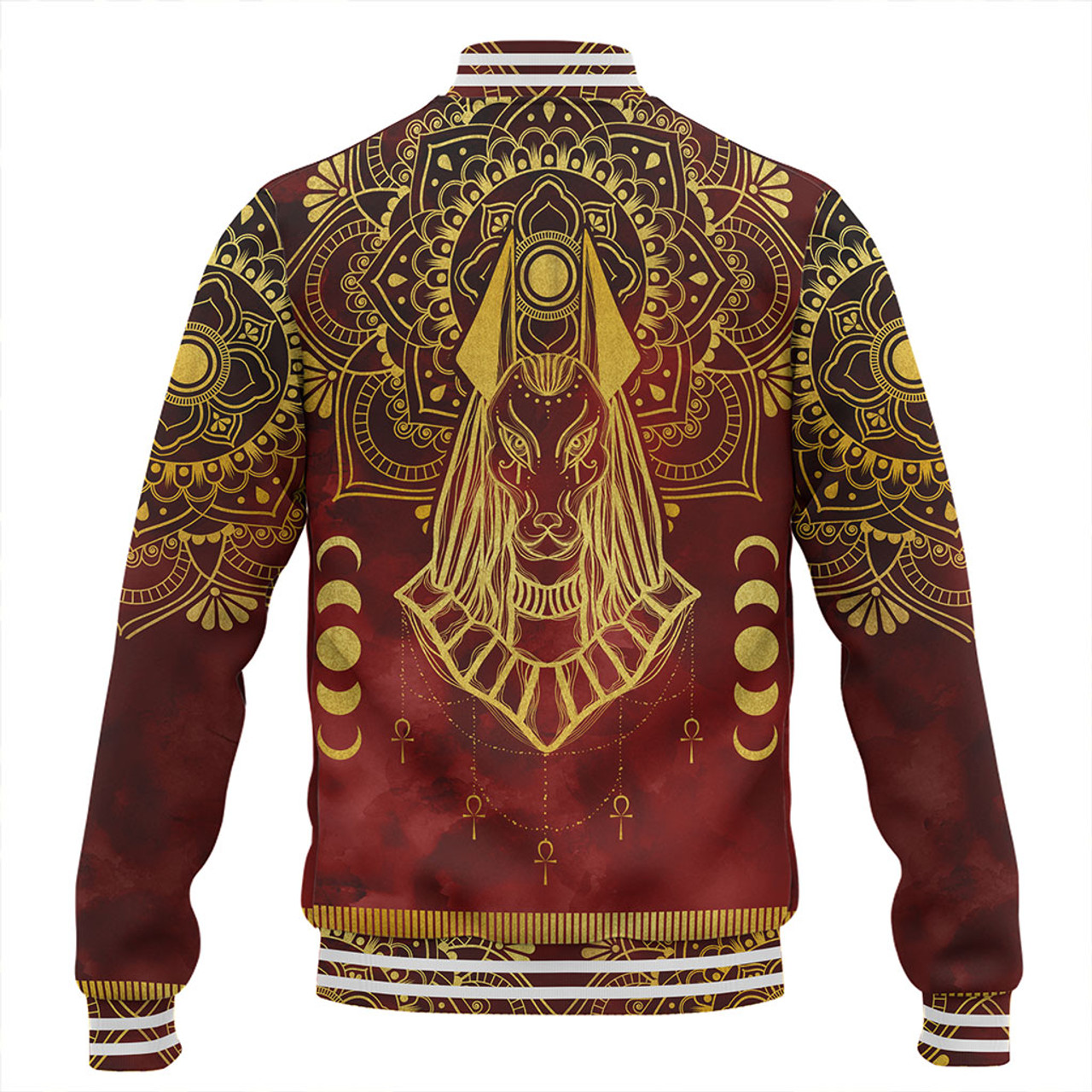 Egyptian Baseball Jacket Anubis Pattern In Red
