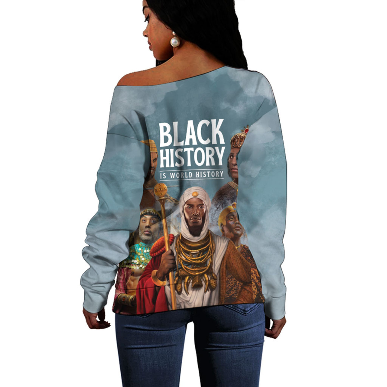 Black History Off Shoulder Sweatshirt Is World History