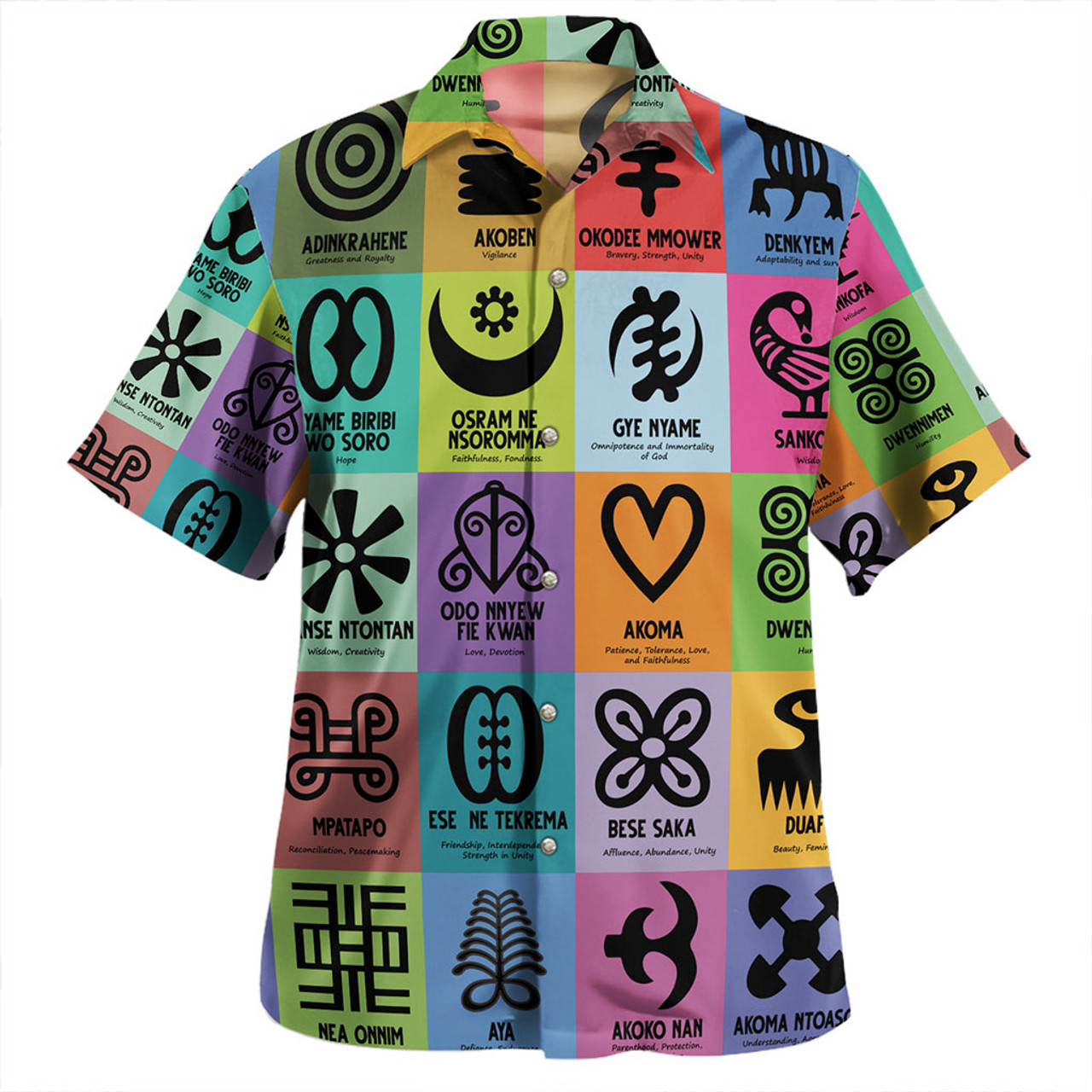 Adinkra Hawaiian Shirt Multi Color Adinkra Symbols