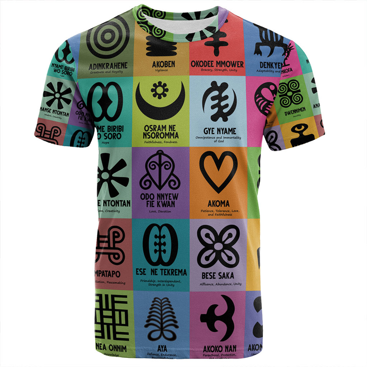 Adinkra T-Shirt Multi Color Adinkra Symbols