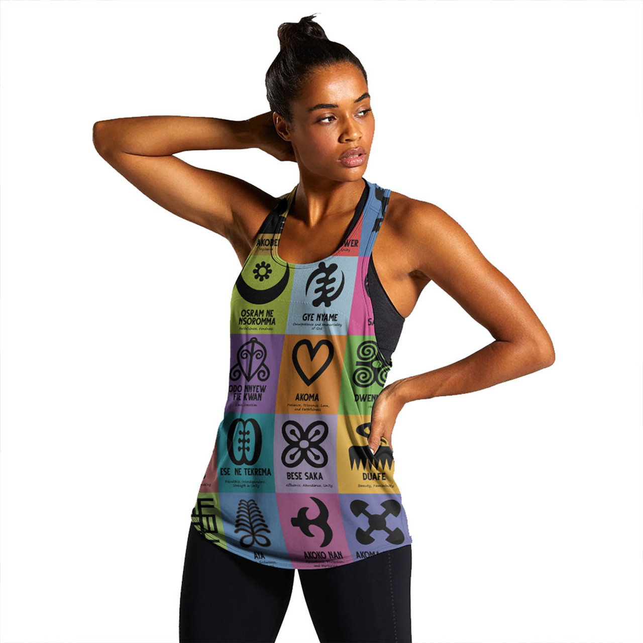 Adinkra Women Tank Multi Color Adinkra Symbols