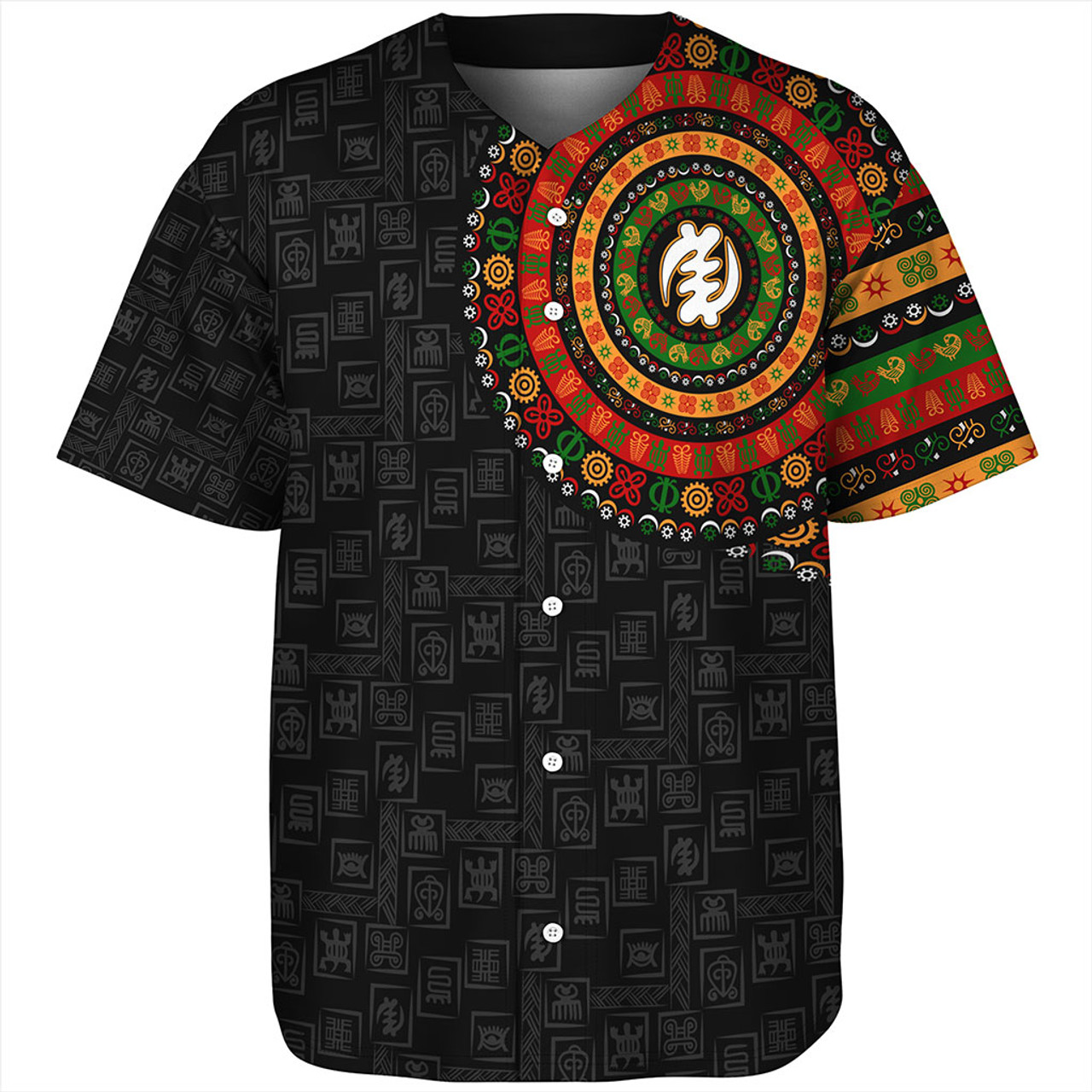 Adinkra Baseball Shirt Adinkra Symbols Print