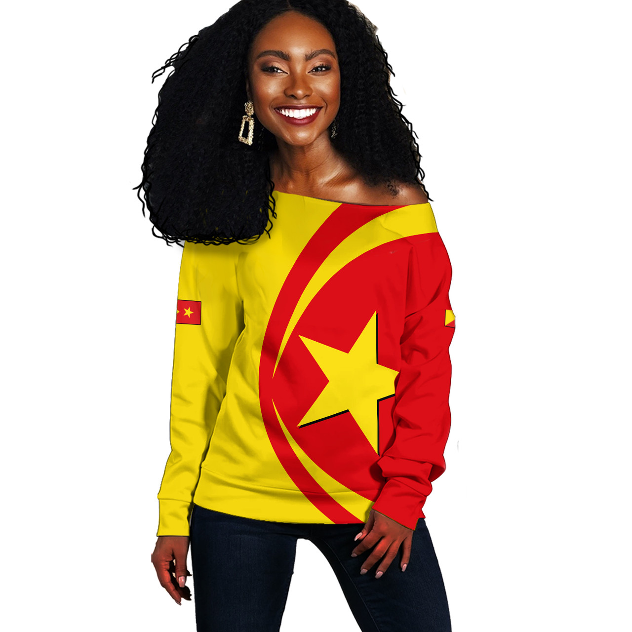 Tigray Region Off Shoulder Sweatshirt Circle Style