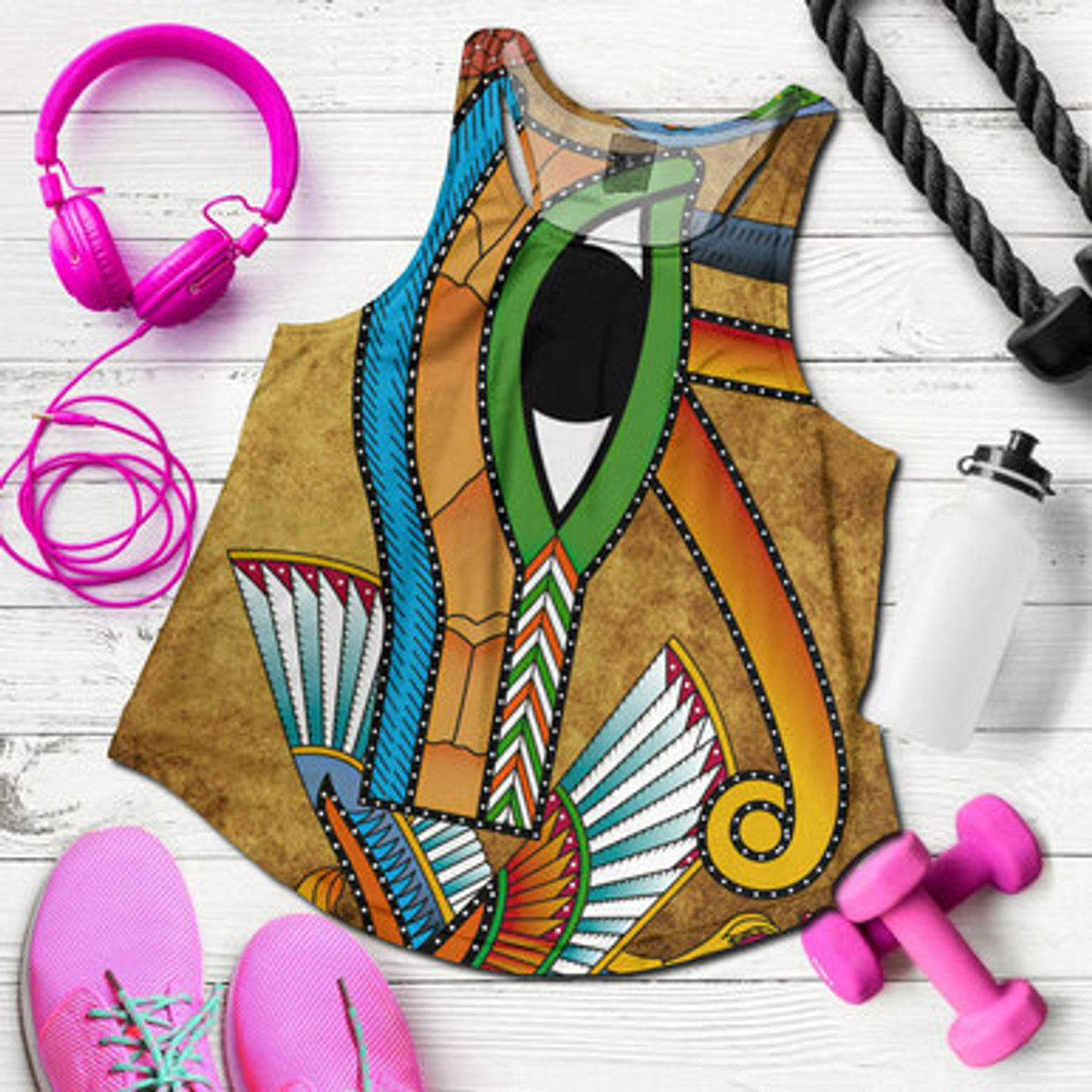 Egyptian Women Racerback Tank - African Patterns Egyptian Hieroglyphics and Gods Self Knowledge Women Racerback Tank