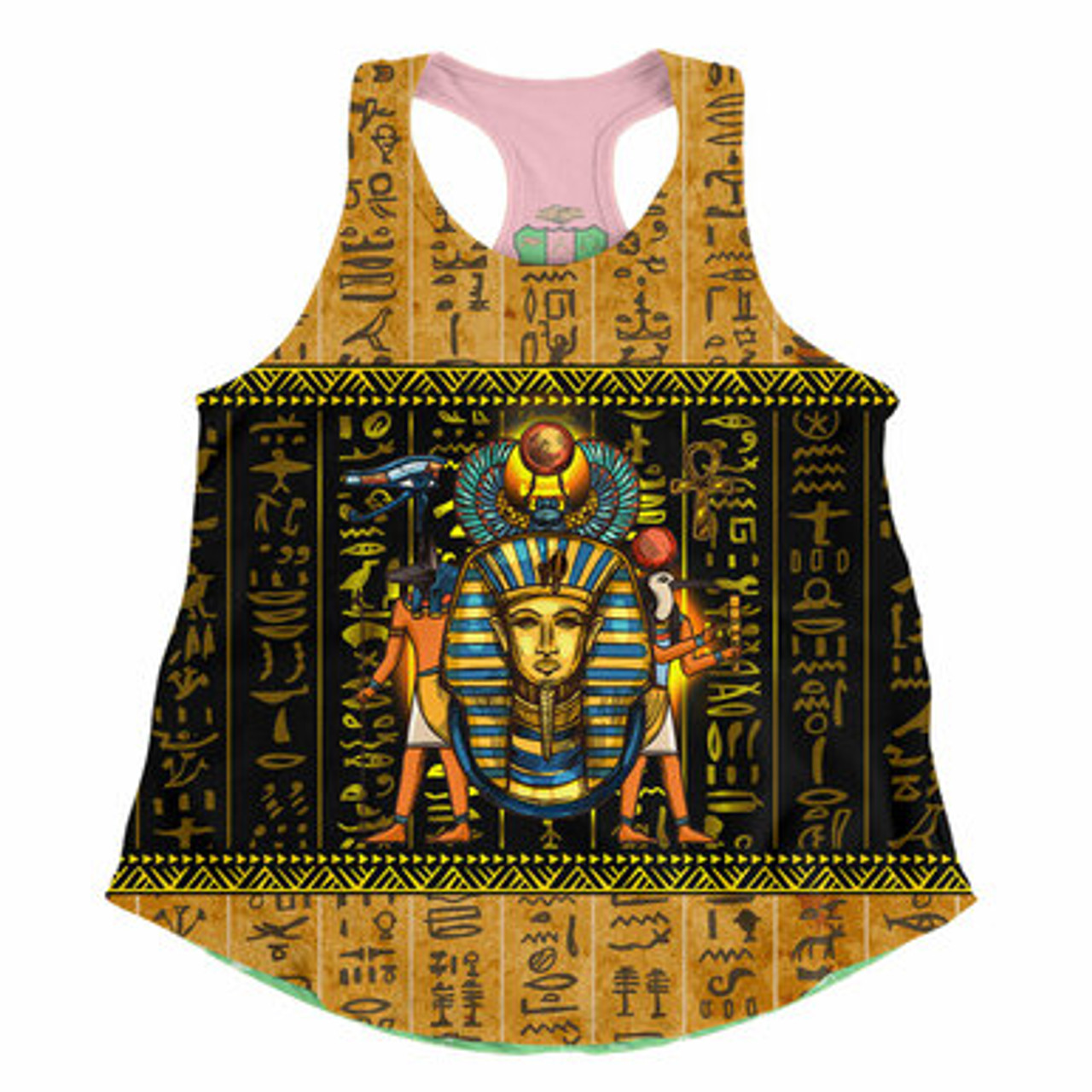 Egyptian Women Racerback Tank - African Patterns Mysteries Of Ancient Egypt Women Racerback Tank