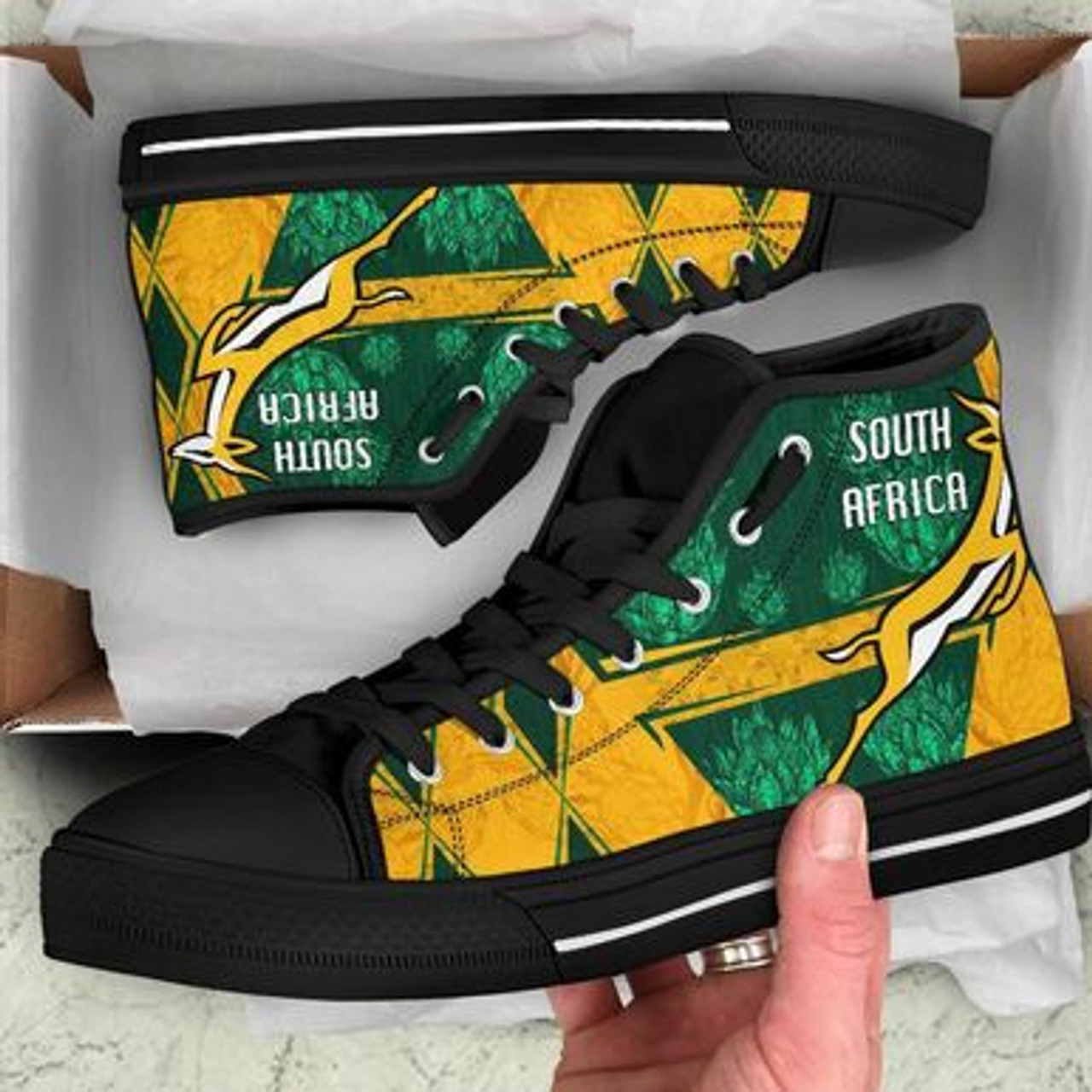 South Africa High Top Shoes - African Patterns Springboks Rugby Be Fancy High Top Shoes