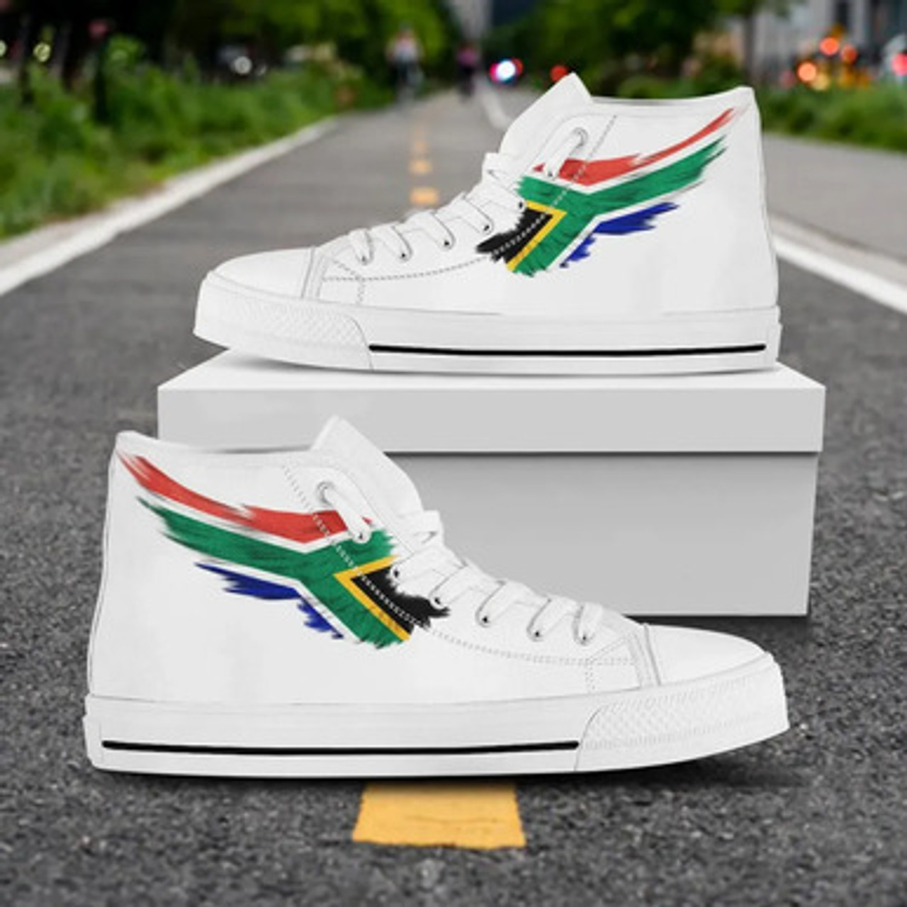 South Africa High Top Shoes - African Patterns Wing Flag High Top Shoes