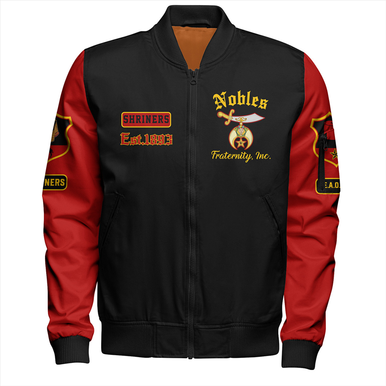 Shriners Zipper Bomber Jacket AEAONMS Graphic Style