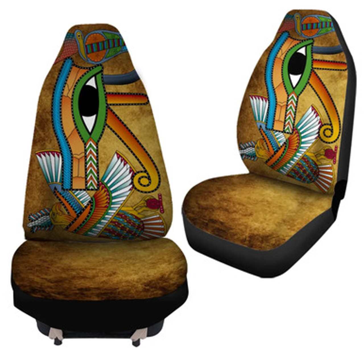 Egyptian Car Seat Cover - African Patterns Egyptian Hieroglyphics and Gods Self Knowledge Car Seat Cover
