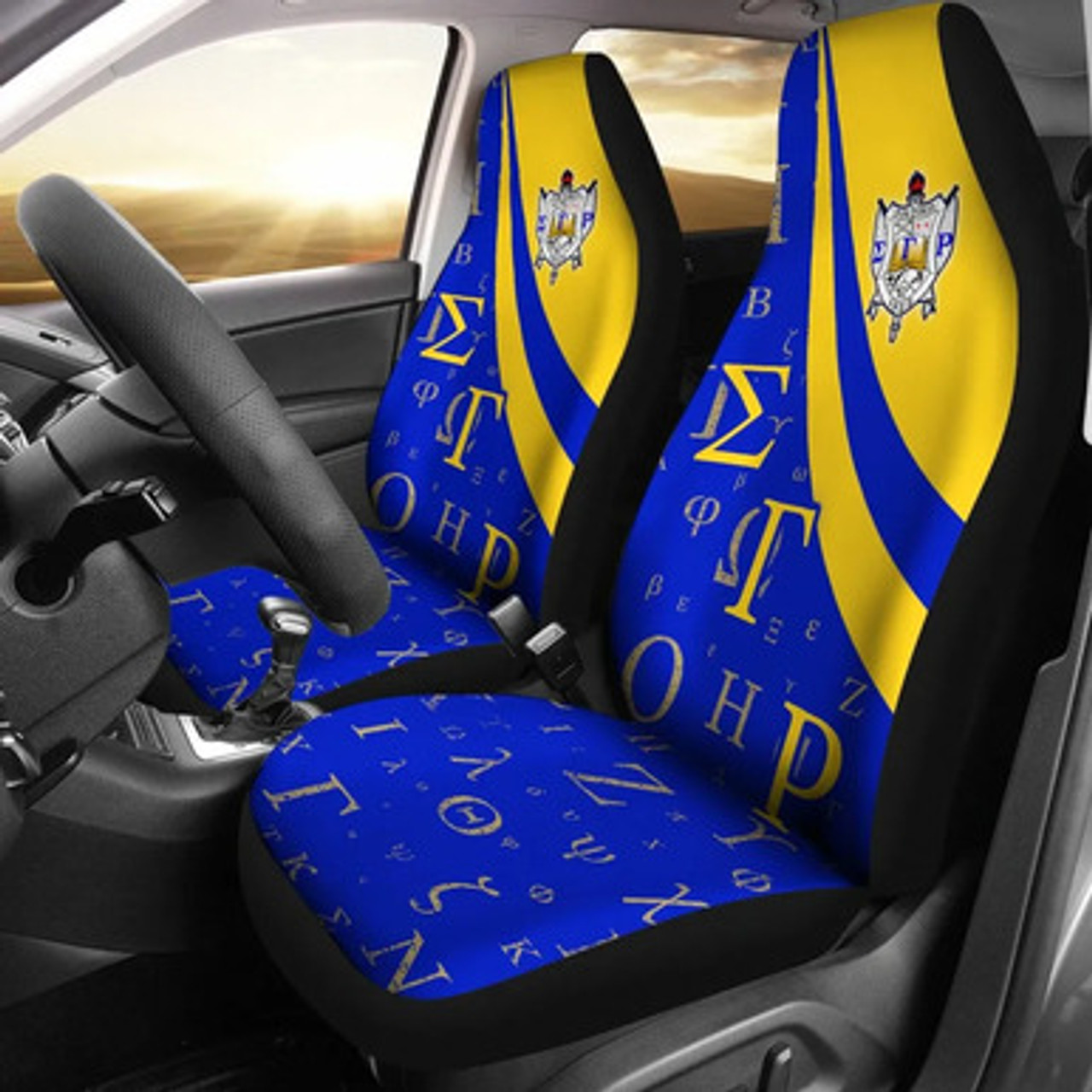 Sigma Gamma Rho Car Seat Cover - Sorority Greek Alphabet Symbols Car Seat Cover
