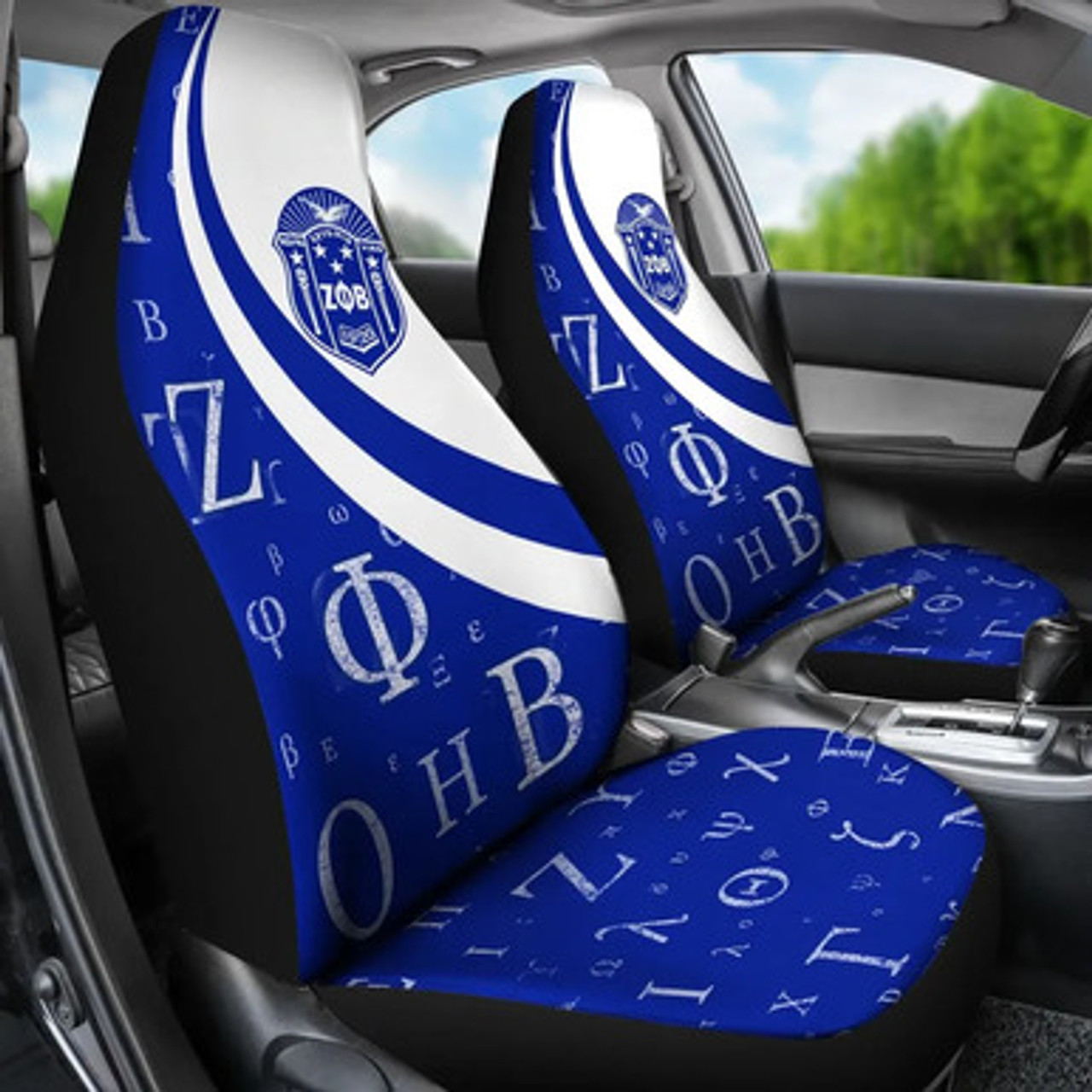 Zeta Phi Beta Car Seat Cover - Sorority Greek Alphabet Symbols Car Seat Cover