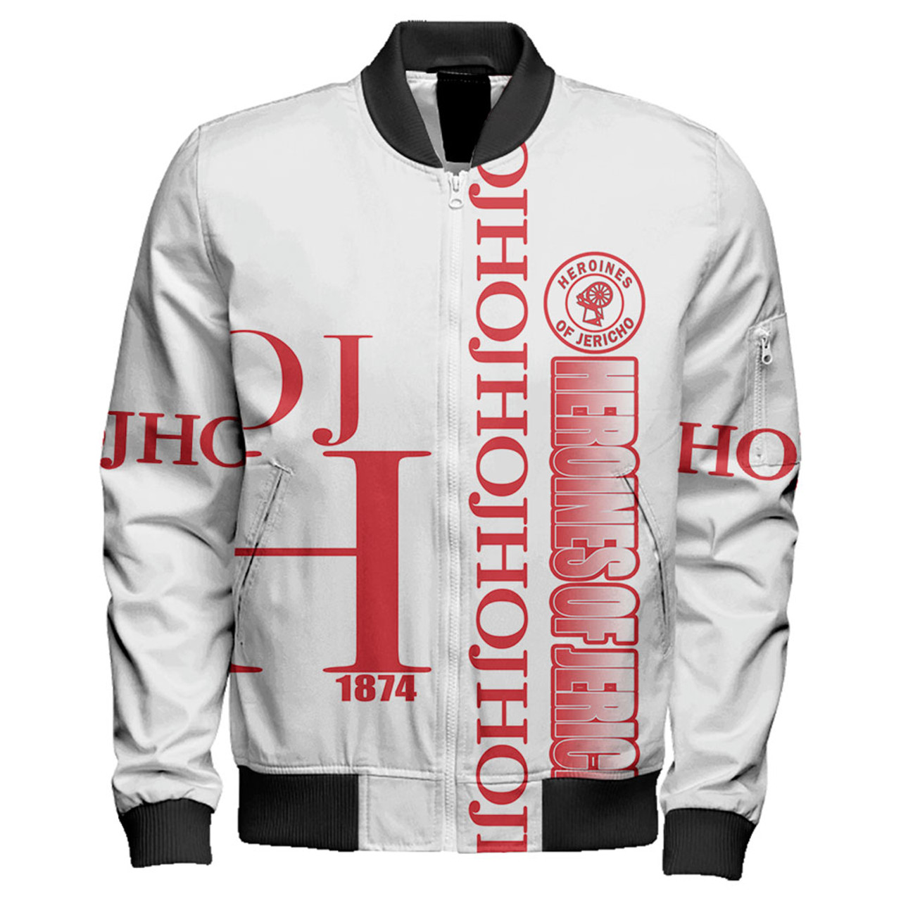 Heroines of Jericho Zipper Bomber Jacket White HOJ Greek Life