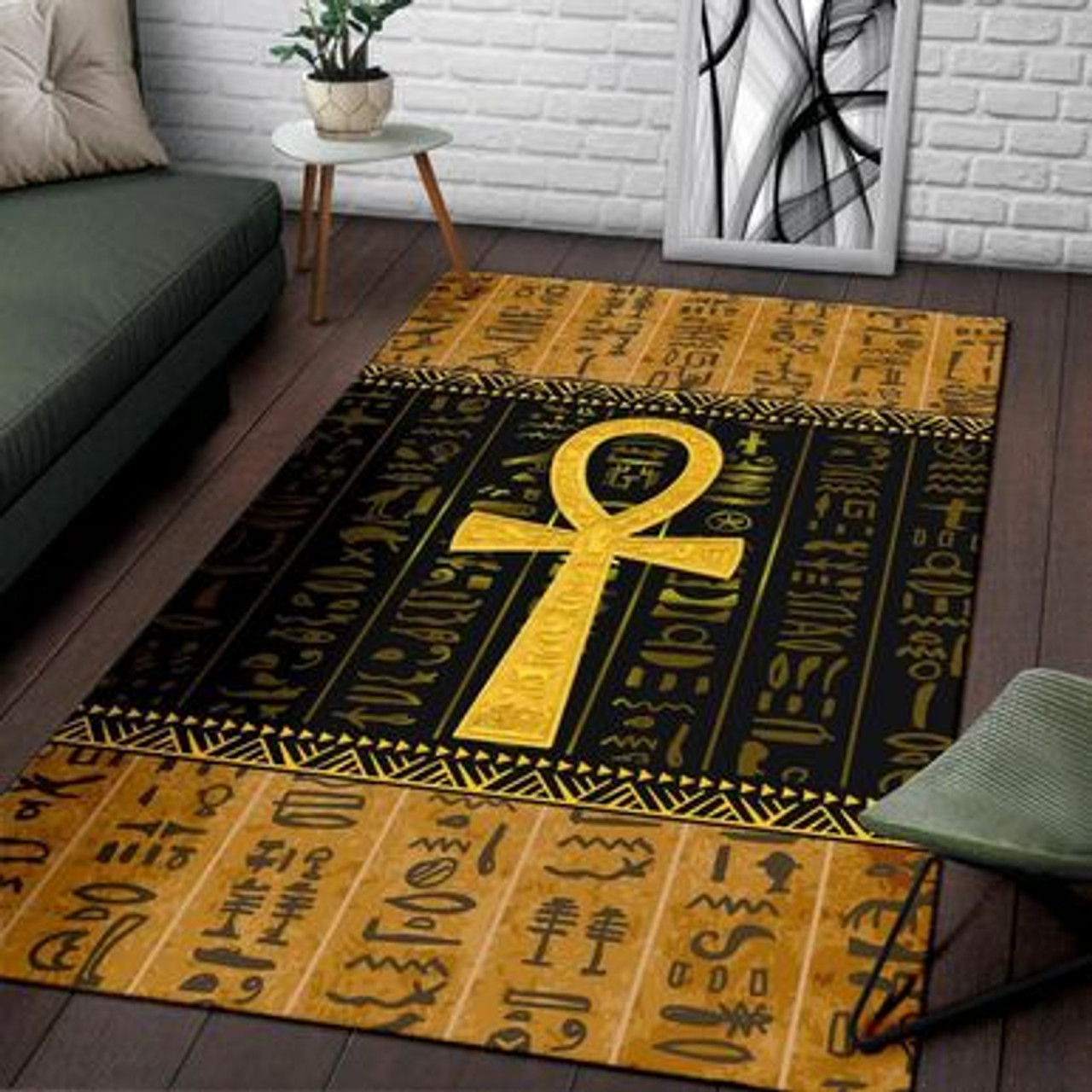 Egyptian Area Rug - African Patterns Ankh Egypt Area Rug