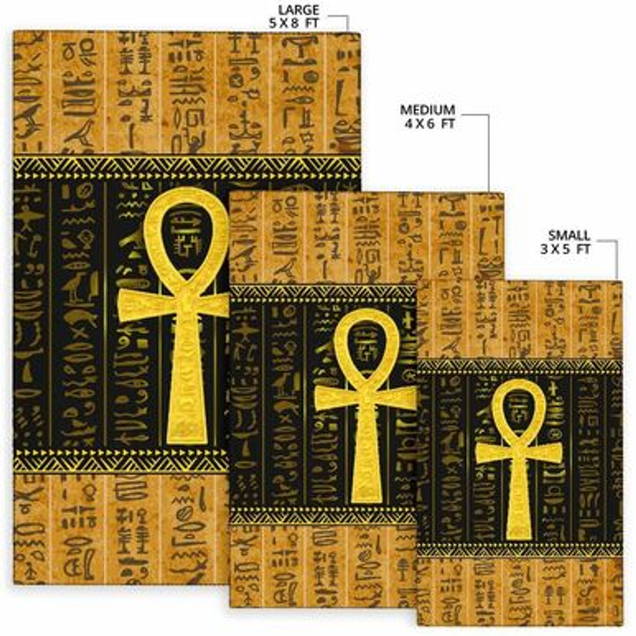Egyptian Area Rug - African Patterns Ankh Egypt Area Rug