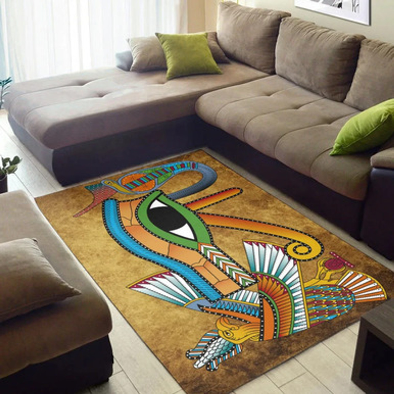 Egyptian Area Rug - African Patterns Egyptian Hieroglyphics and Gods Self Knowledge Area Rug