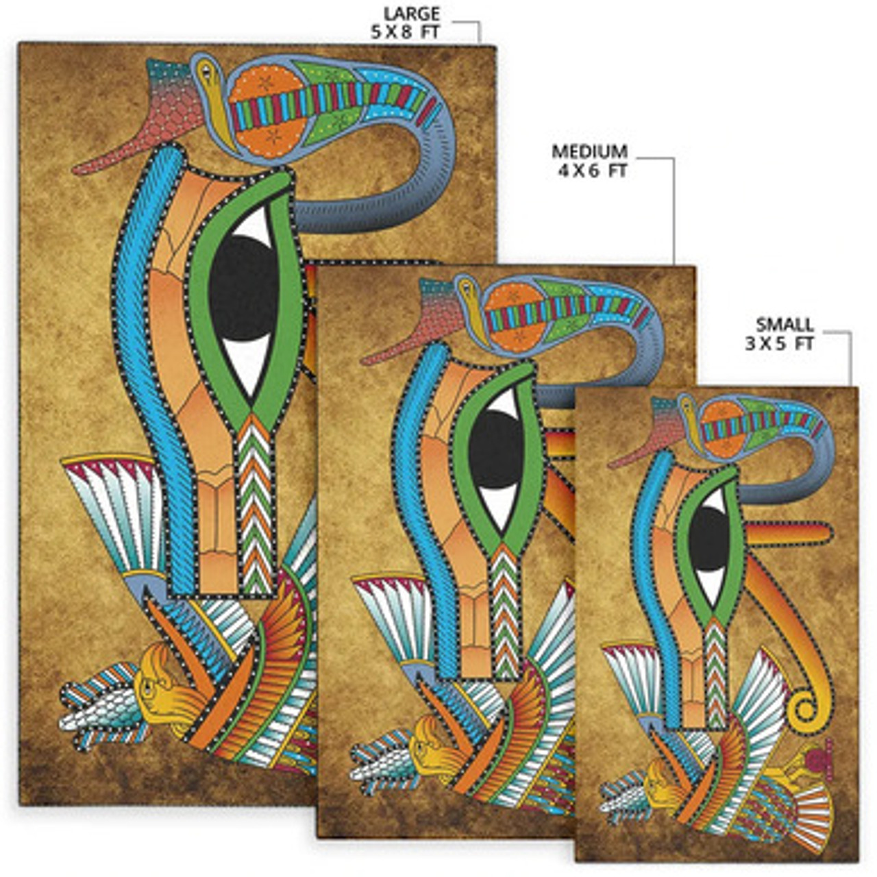 Egyptian Area Rug - African Patterns Egyptian Hieroglyphics and Gods Self Knowledge Area Rug