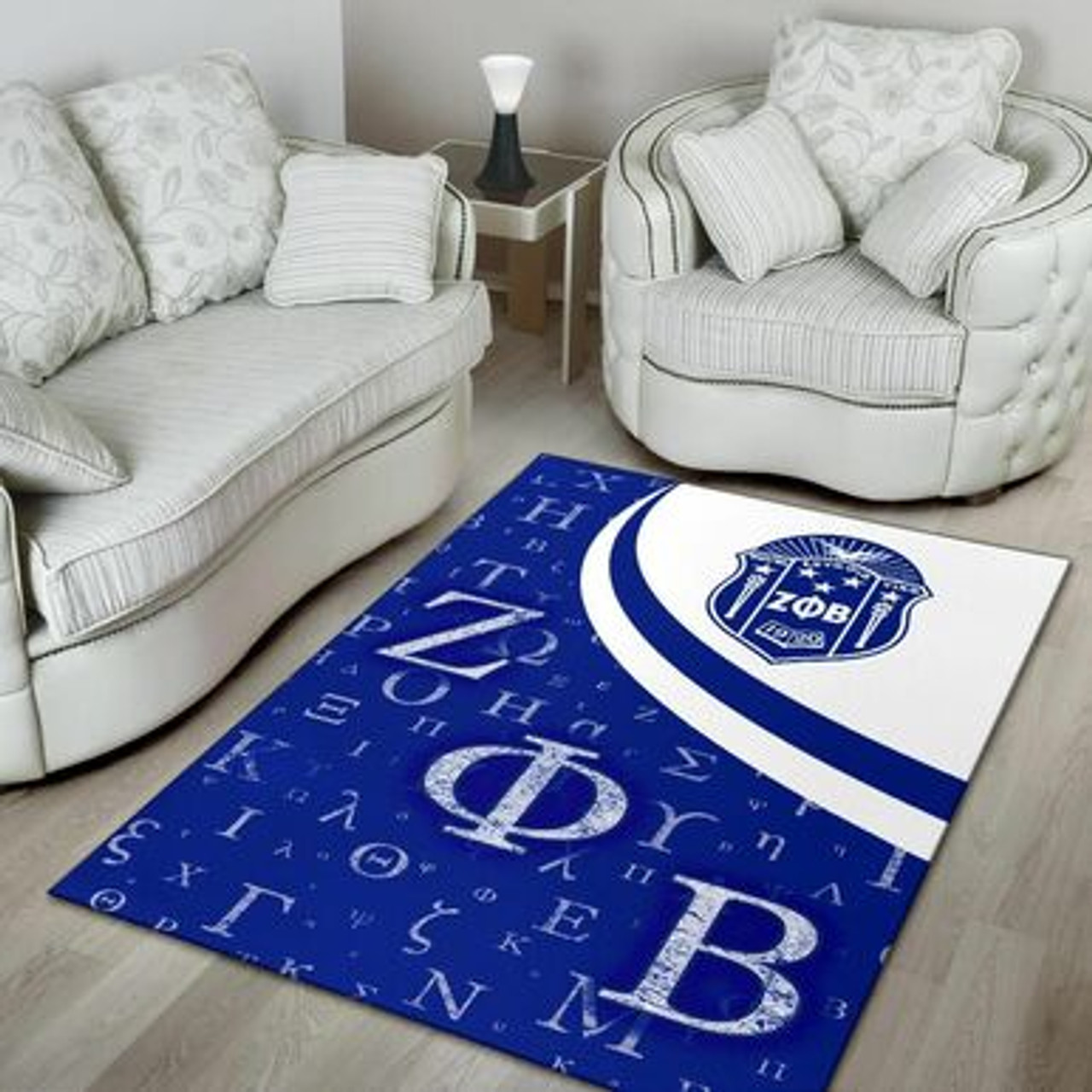 Zeta Phi Beta Area Rug - Sorority Greek Alphabet Symbols Area Rug