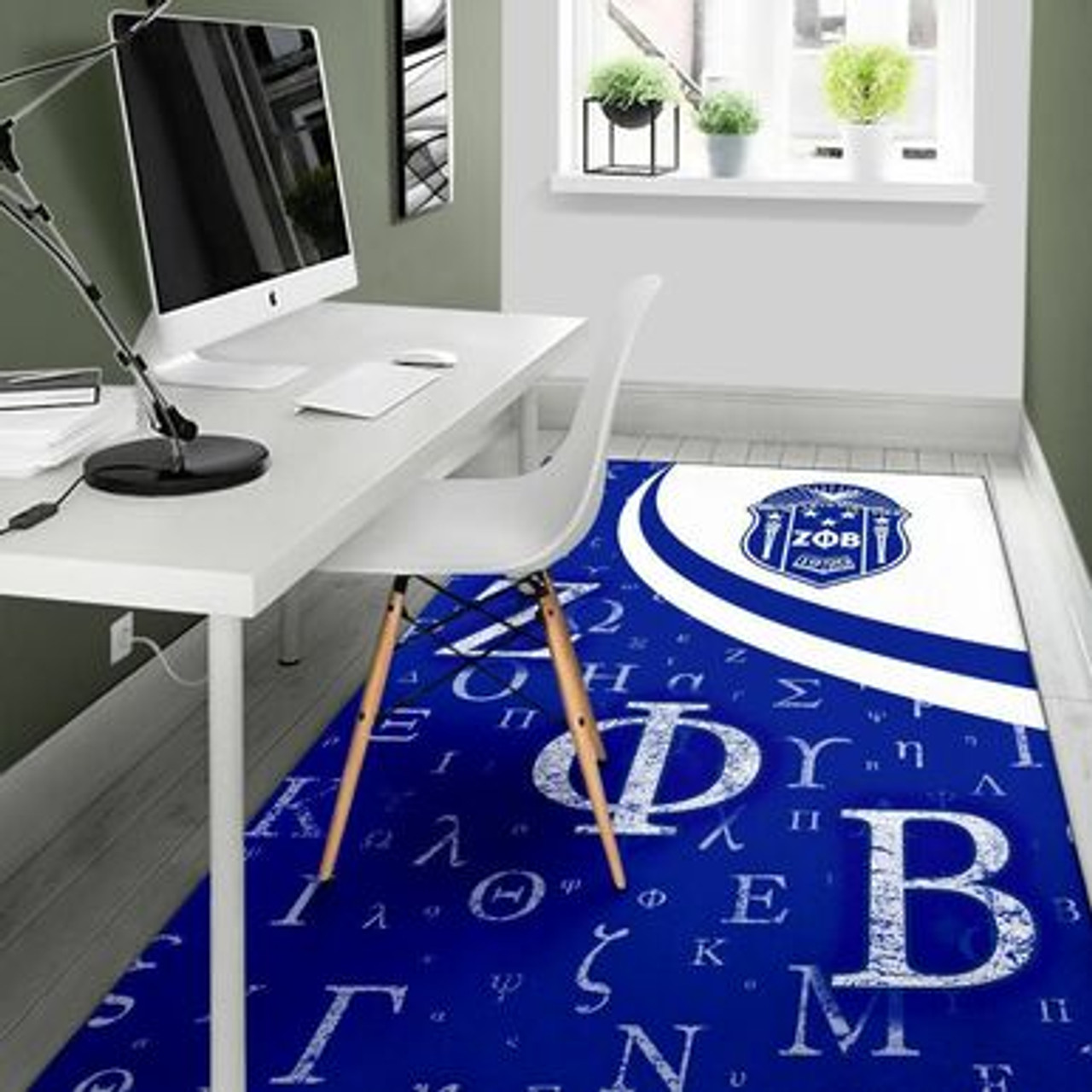 Zeta Phi Beta Area Rug - Sorority Greek Alphabet Symbols Area Rug