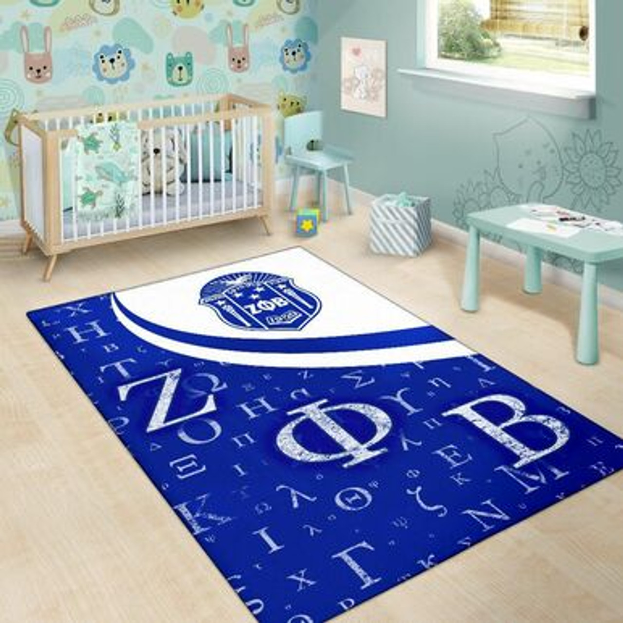 Zeta Phi Beta Area Rug - Sorority Greek Alphabet Symbols Area Rug