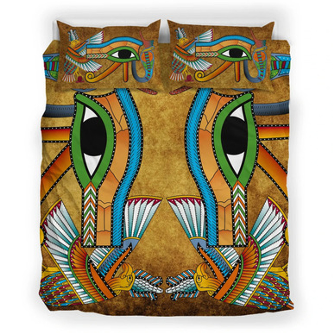 Egyptian Bedding Set - African Patterns Egyptian Hieroglyphics and Gods Self Knowledge Bedding Set