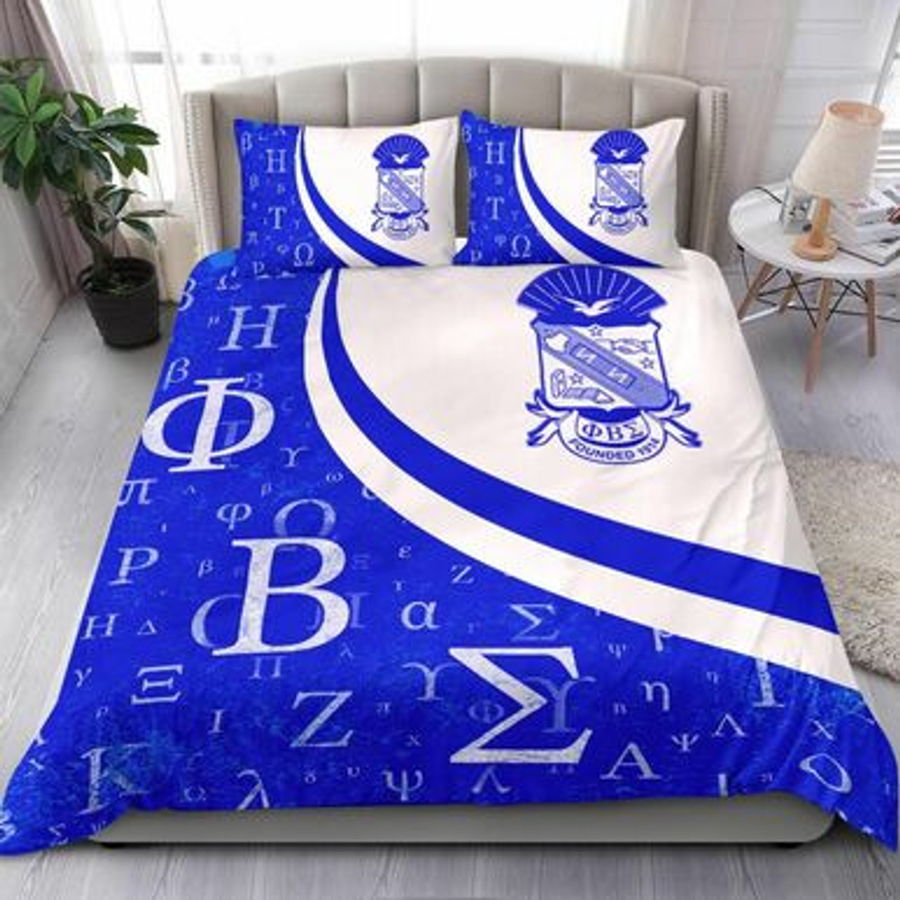 Phi Beta Sigma Bedding Set - Fraternity Greek Alphabet Symbols Bedding Set