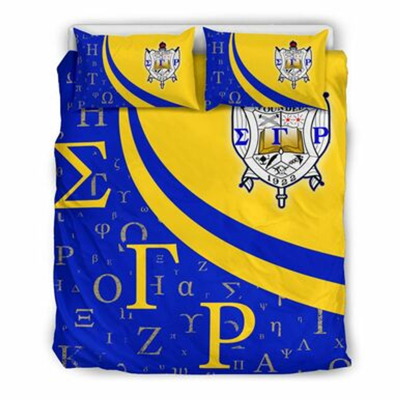 Sigma Gamma Rho Bedding Set - Sorority Greek Alphabet Symbols Bedding Set