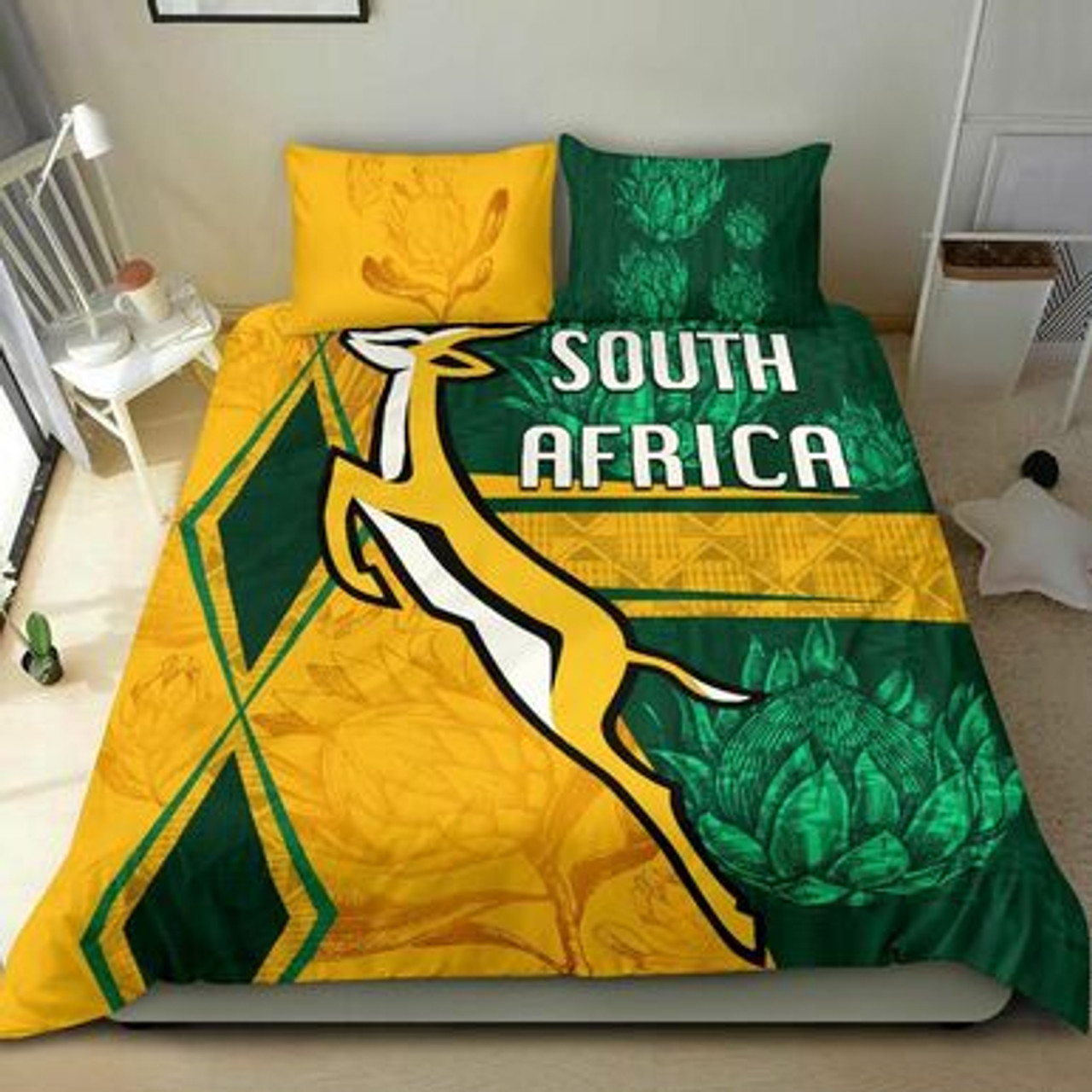 South Africa Bedding Set - African Patterns Springboks Rugby Be Fancy Bedding Set