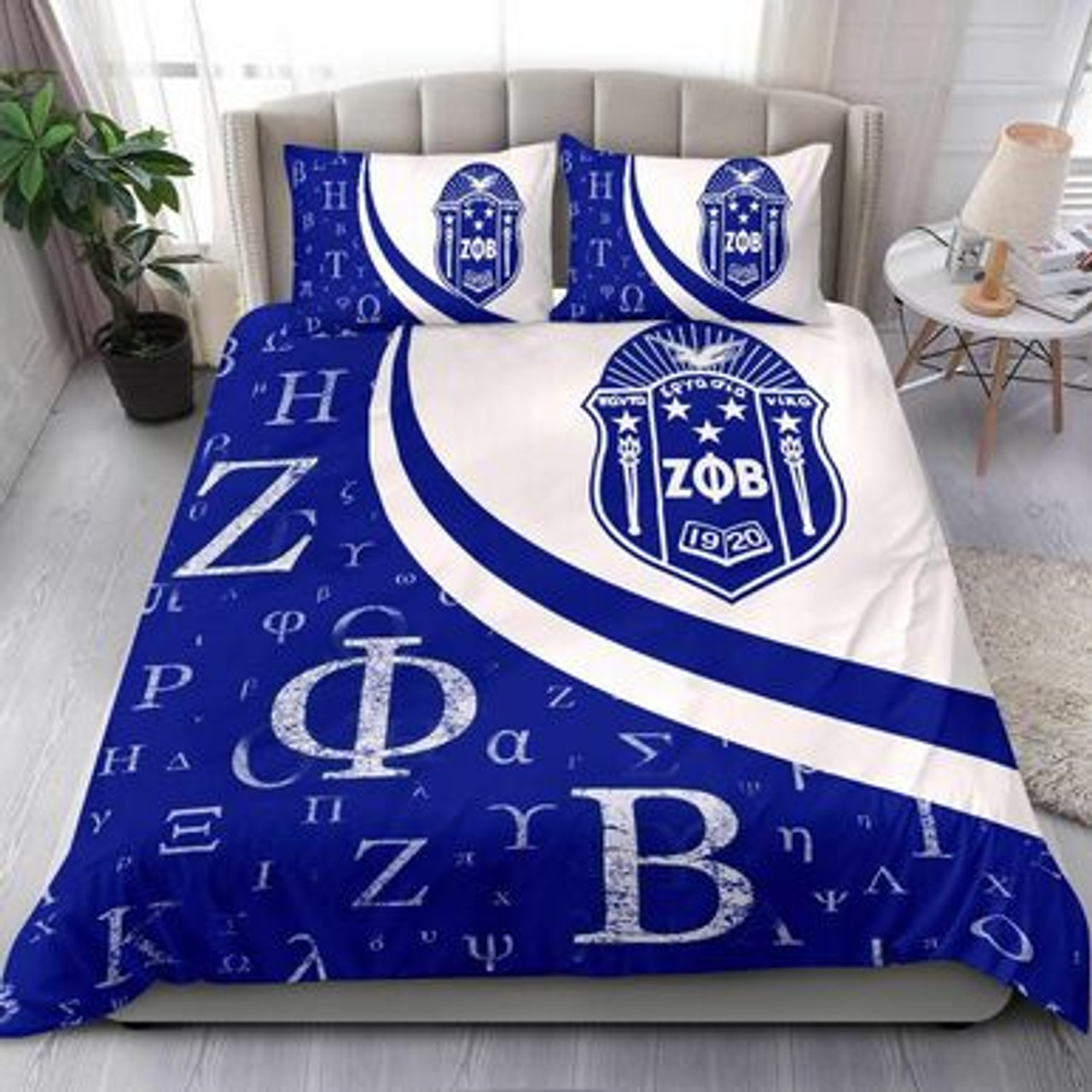 Zeta Phi Beta Bedding Set - Sorority Greek Alphabet Symbols Bedding Set