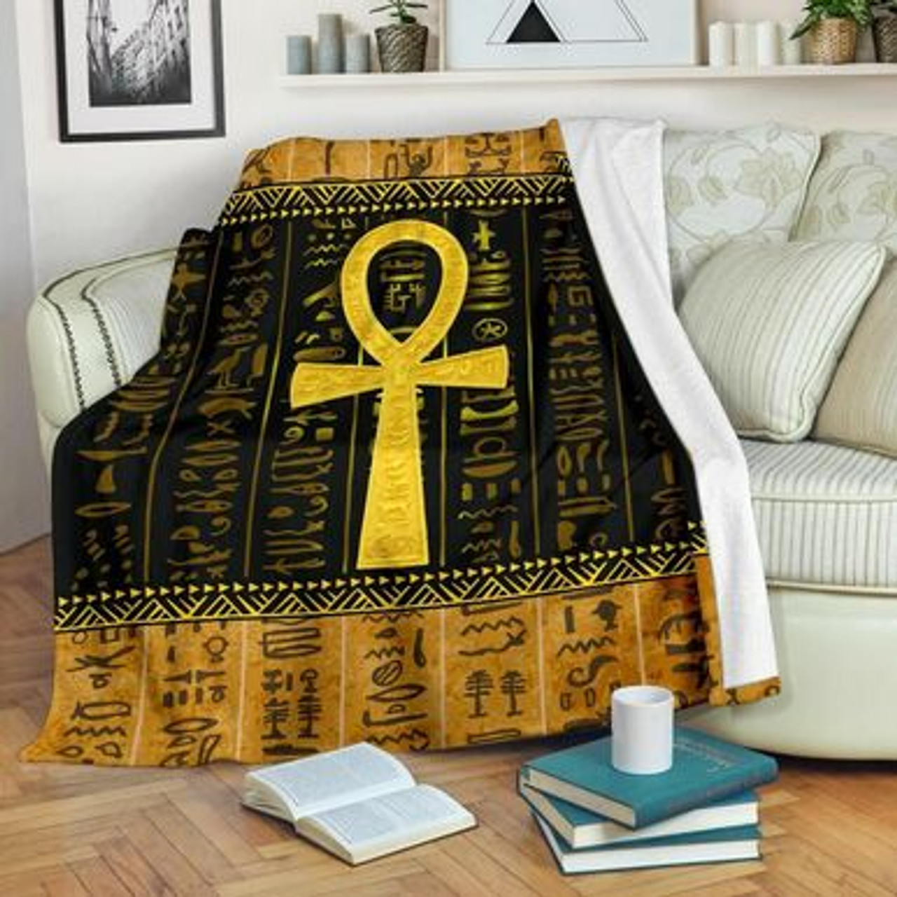 Egyptian Blanket - African Patterns Ankh Egypt Blanket