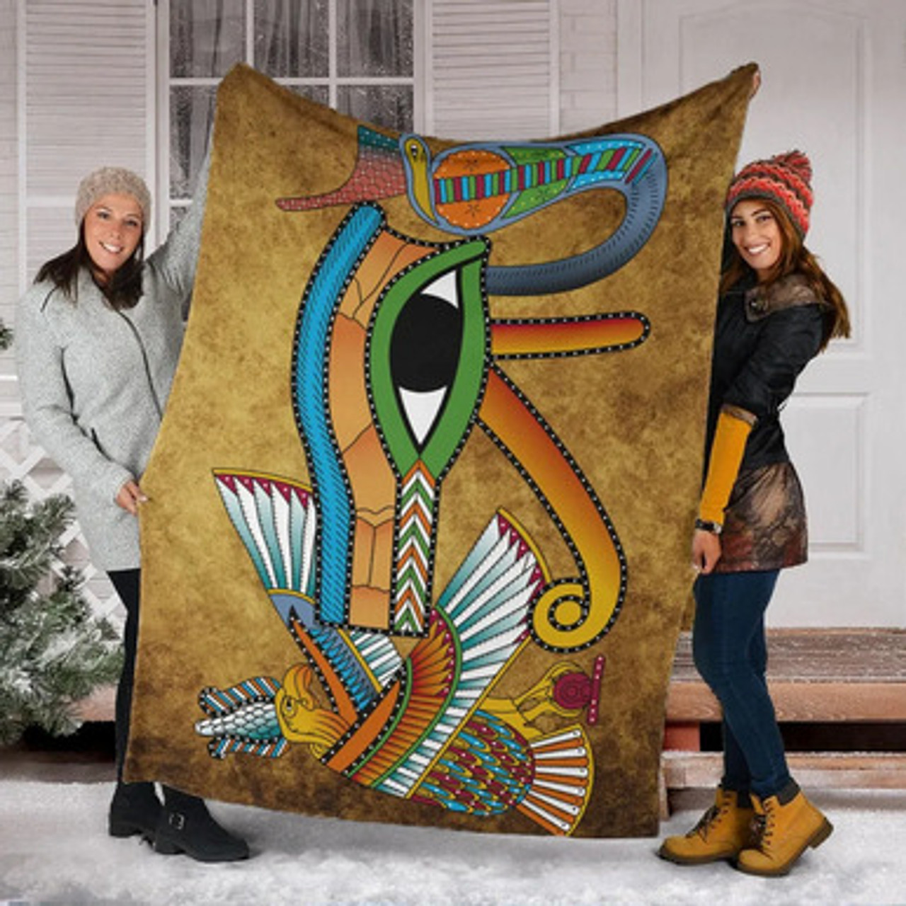 Egyptian Blanket - African Patterns Egyptian Hieroglyphics and Gods Self Knowledge Blanket