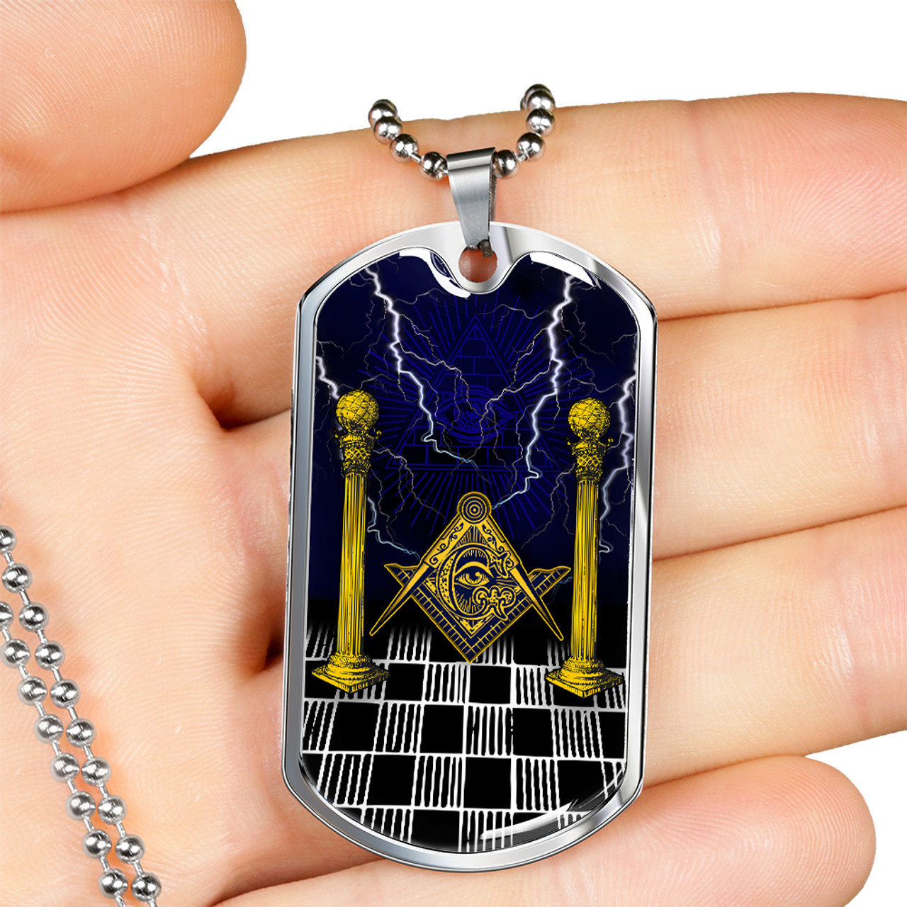 Freemasonry Military Dog Tag all Seeing Eye Freemasonry Columns Thunder