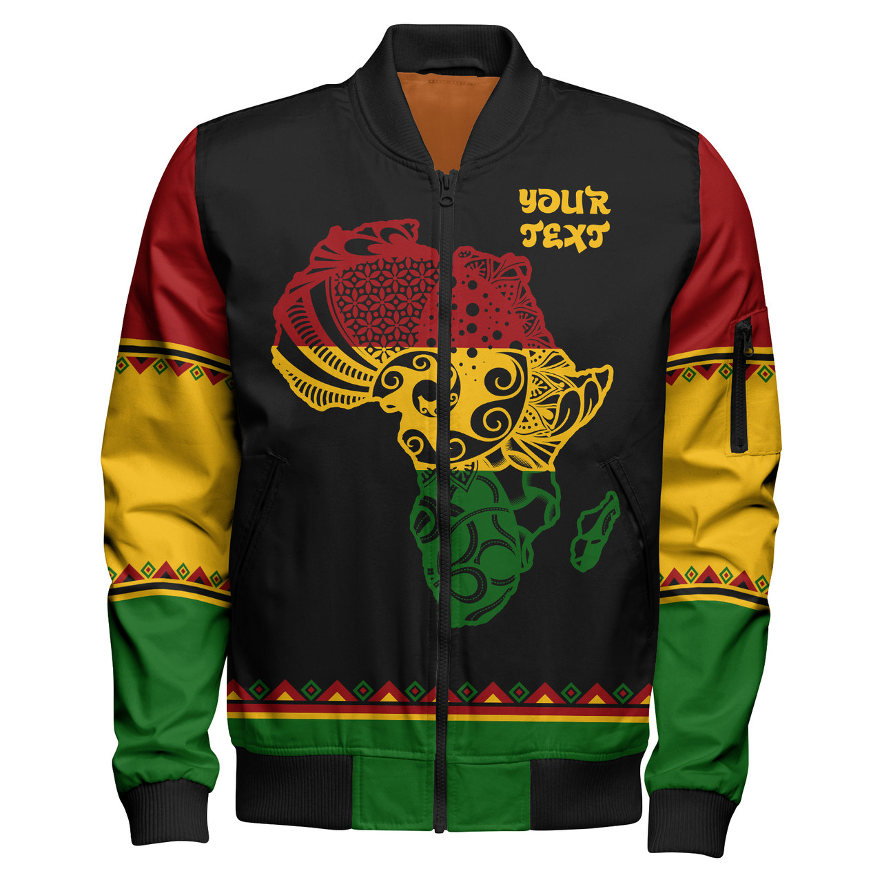 Black History Zipper Bomber Jacket - Custom Reggae African Patterns Zipper Bomber Jacket