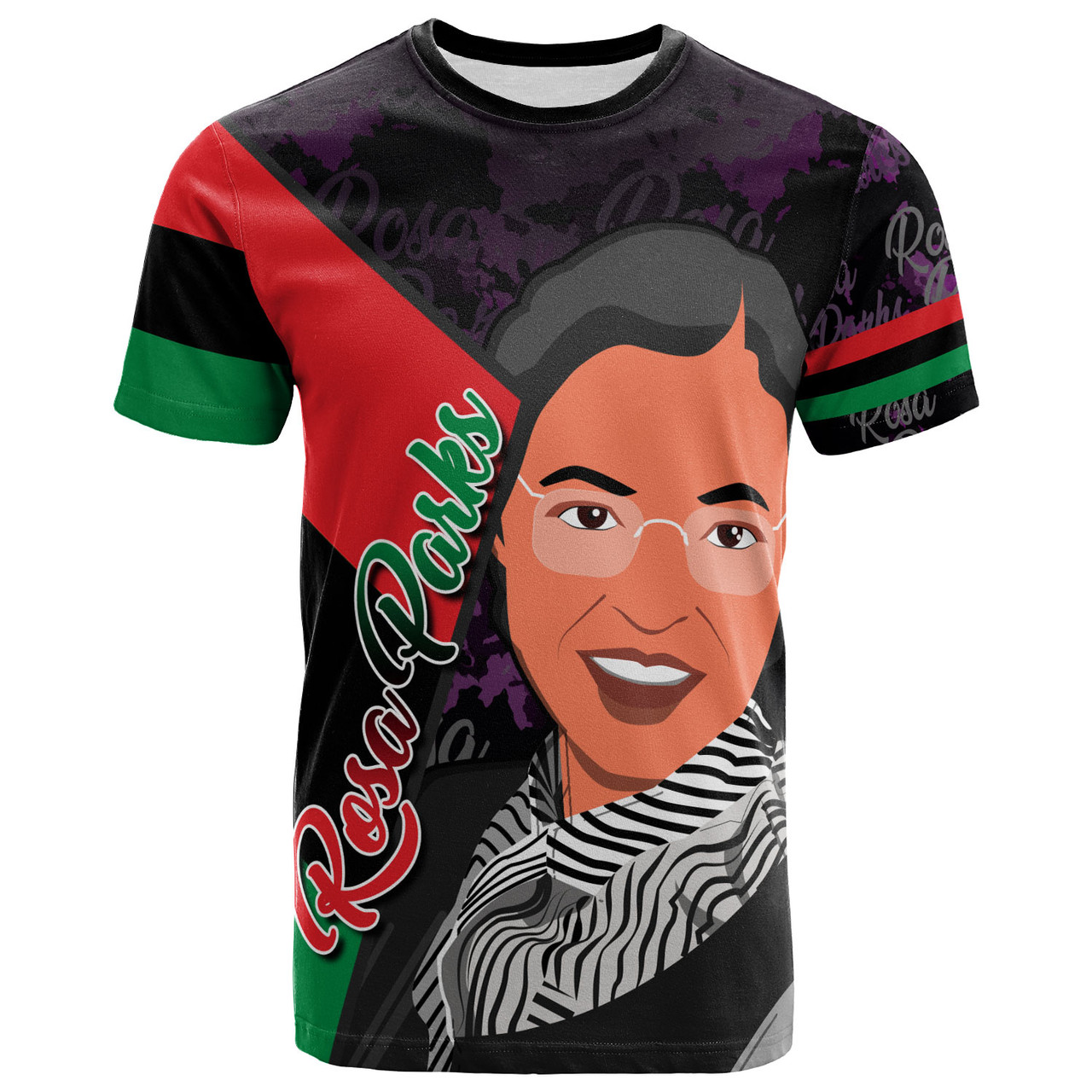 Black History Month T-Shirt - Rosa Parks Civil Rights Leader With Pan Africa Flag T-Shirt