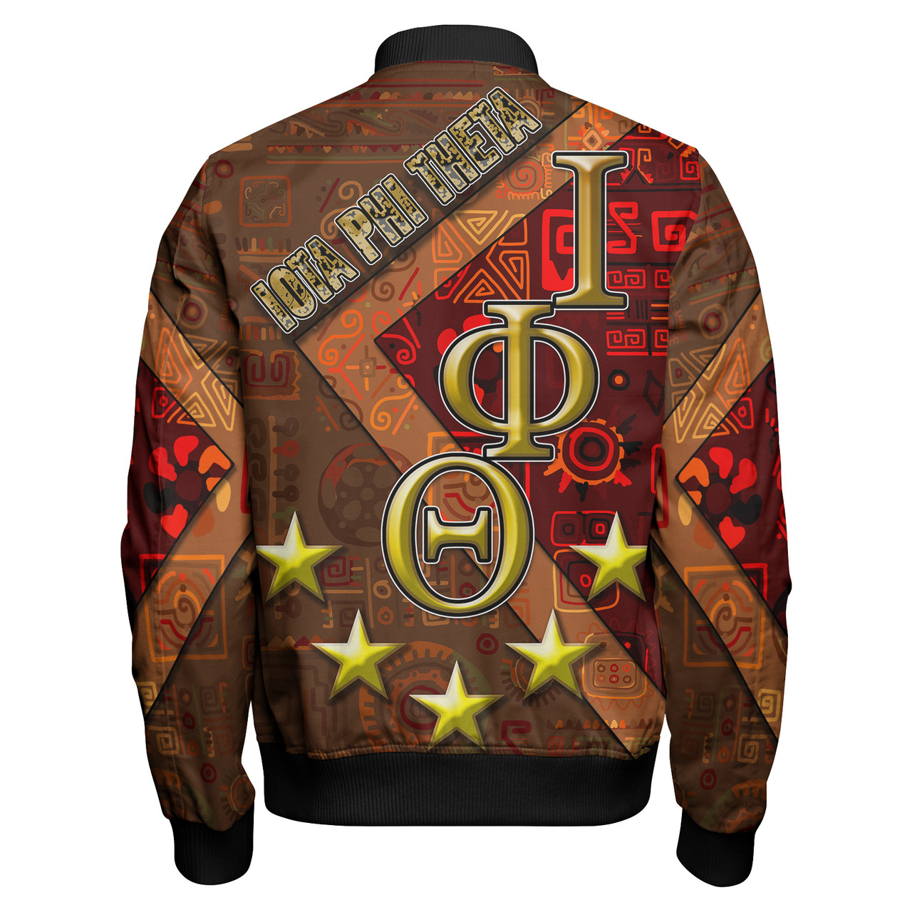 Iota Phi Theta Zipper Bomber Jacket - Iota Phi Theta Fraternity With Stars Zipper Bomber Jacket