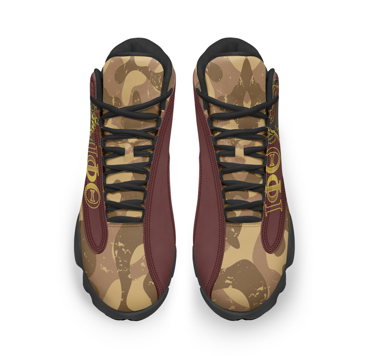 Iota Phi Theta High Top Basketball Shoes J 13 - Fraternity Hand Gesture Camouflage Patterns High Top Sneakers J 13