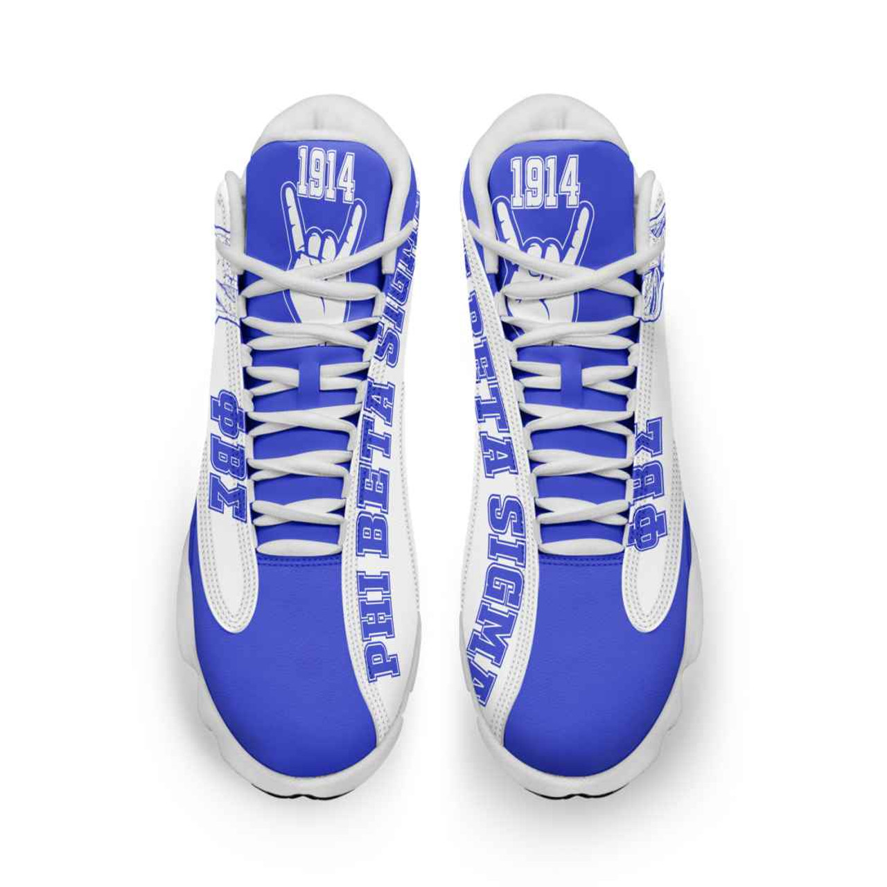 Phi Beta Sigma High Top Basketball Shoes J 13 - Fraternity Dove With Hand Gesture High Top Sneakers J 13