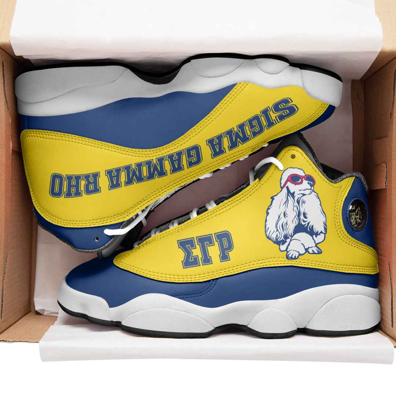 Sigma Gamma Rho High Top Basketball Shoes J 13 - Sorority Poodle With Hand Gesture High Top Sneakers J 13