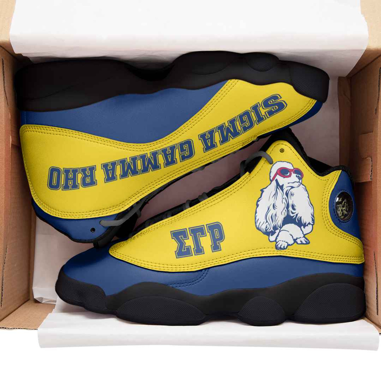 Sigma Gamma Rho High Top Basketball Shoes J 13 - Sorority Poodle With Hand Gesture High Top Sneakers J 13